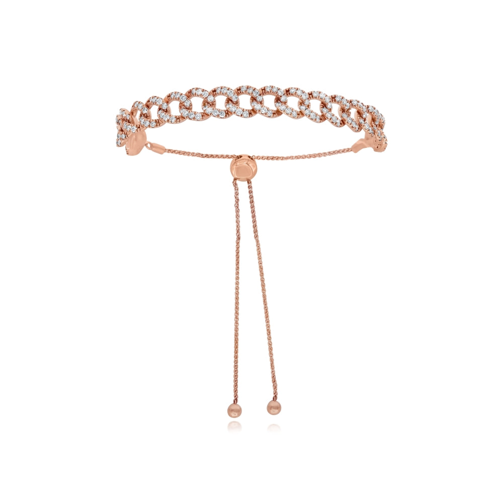 2.79 ct. Diamond 18K Rose Gold Cuban Link Bracelet
