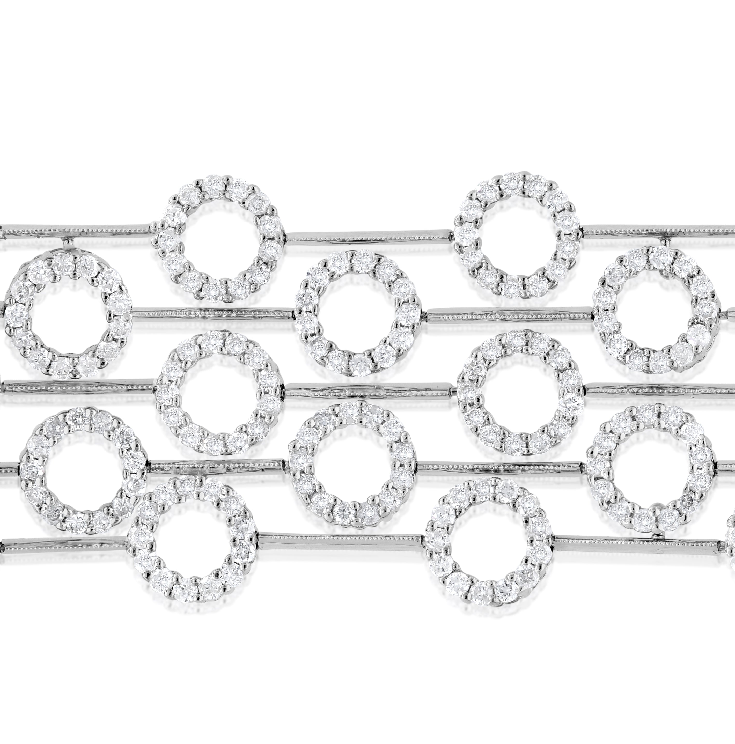 7.5 ct. Diamond 14K White Gold 5 Row Linked Rings Design Chain Bracelet