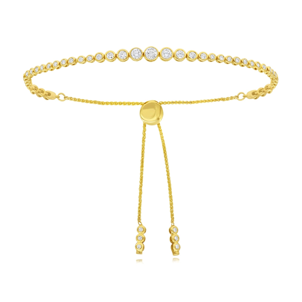 1.05 ct. Diamond 14K Yellow Gold Graduated Bolo Bracelet