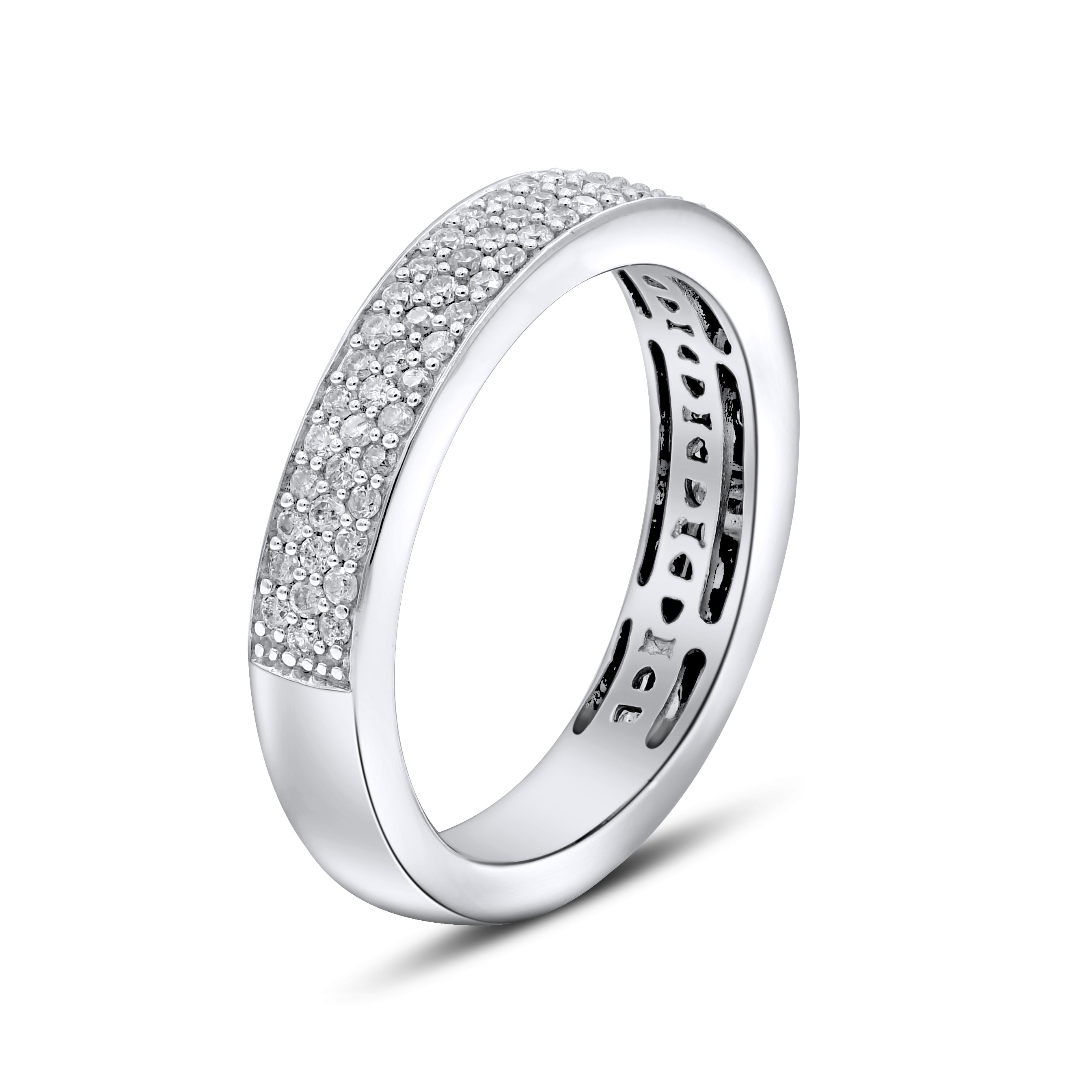 0.44 ct. Diamond 14K White Gold Three Row Eternity Ring
