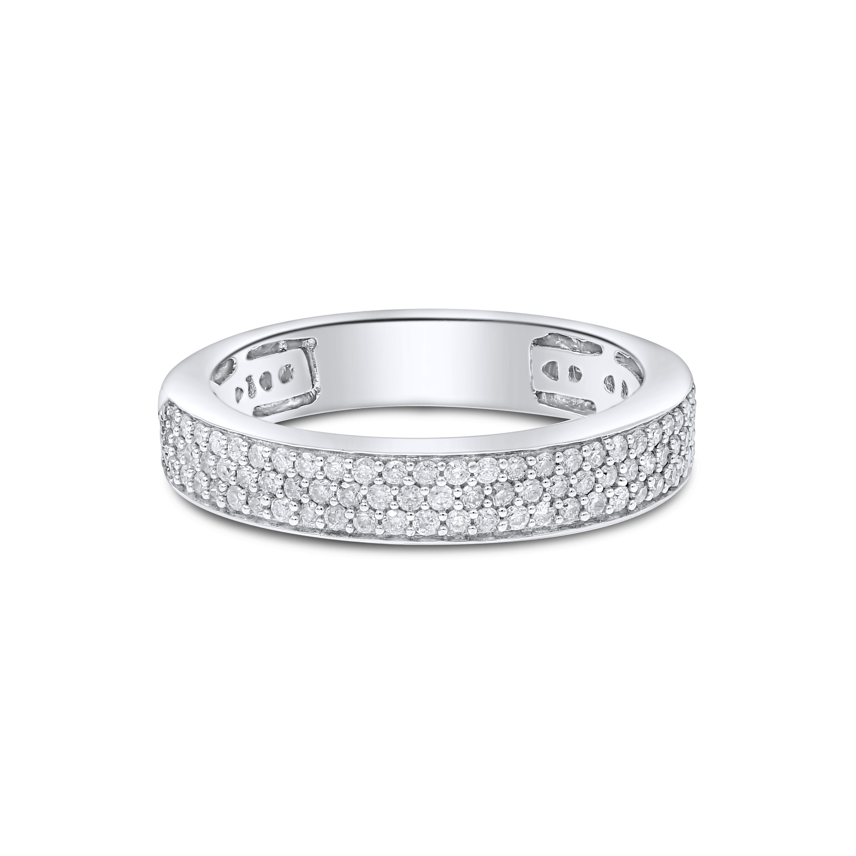 0.44 ct. Diamond 14K White Gold Three Row Eternity Ring