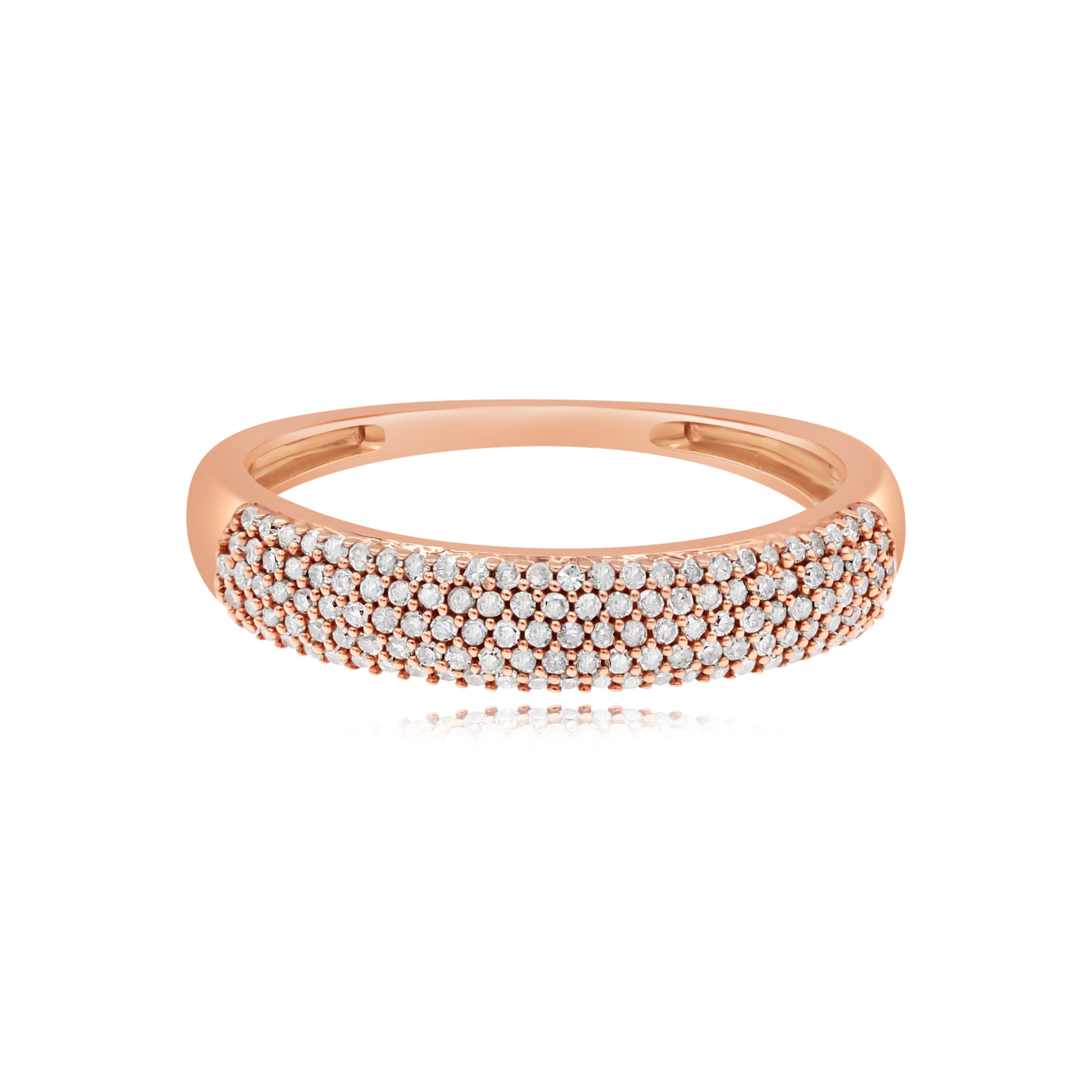 0.27 Diamond 14K Gold Pave Diamond Stackable Dome Ring