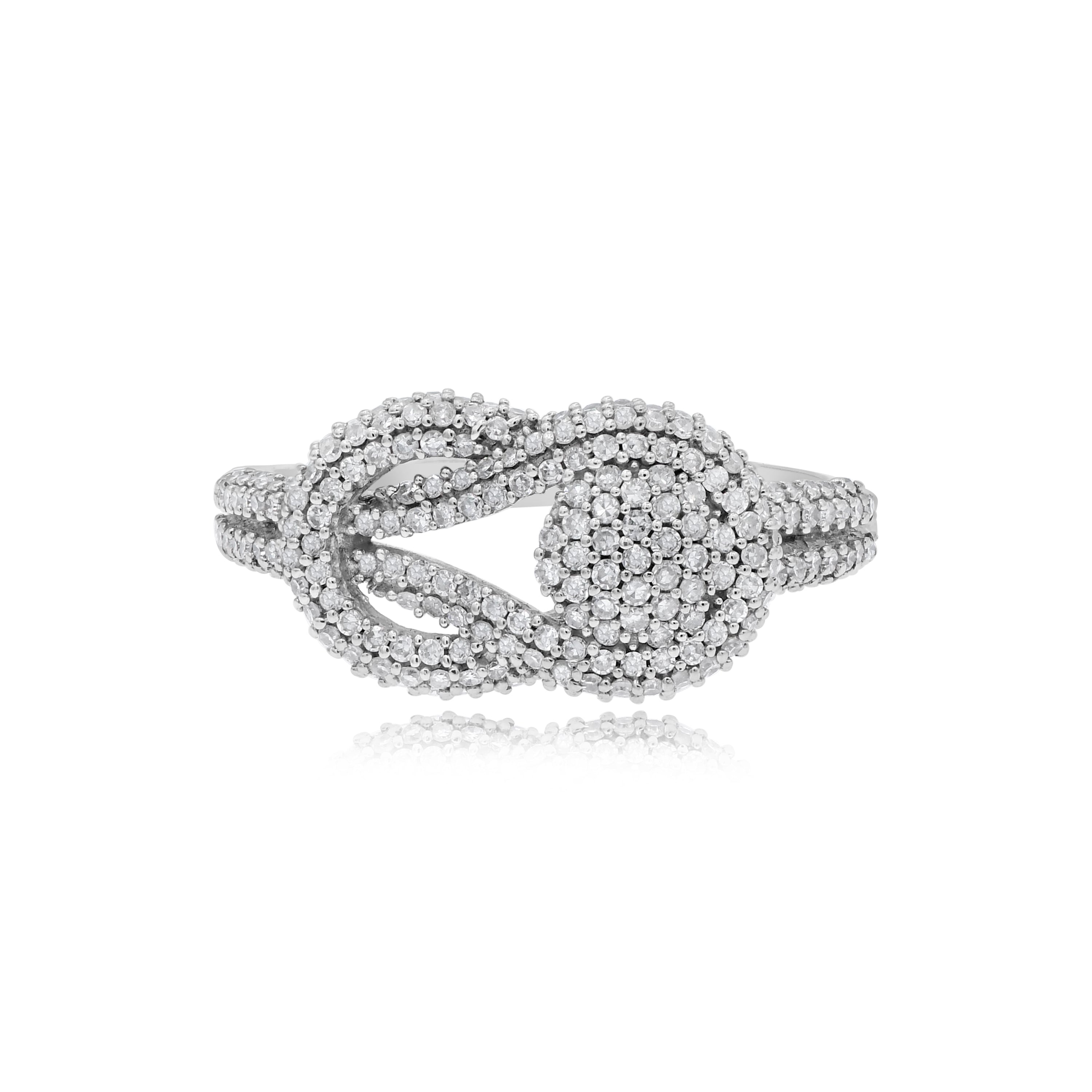 0.6 ct. Diamond 14K White Gold Pave Knot Ring