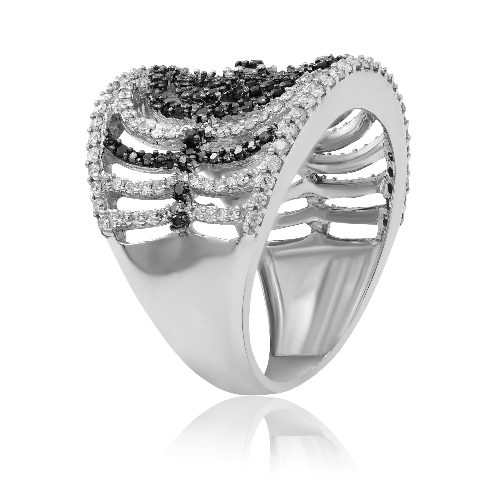 1.36 ct. Black & White Diamond 14K White Gold Ring