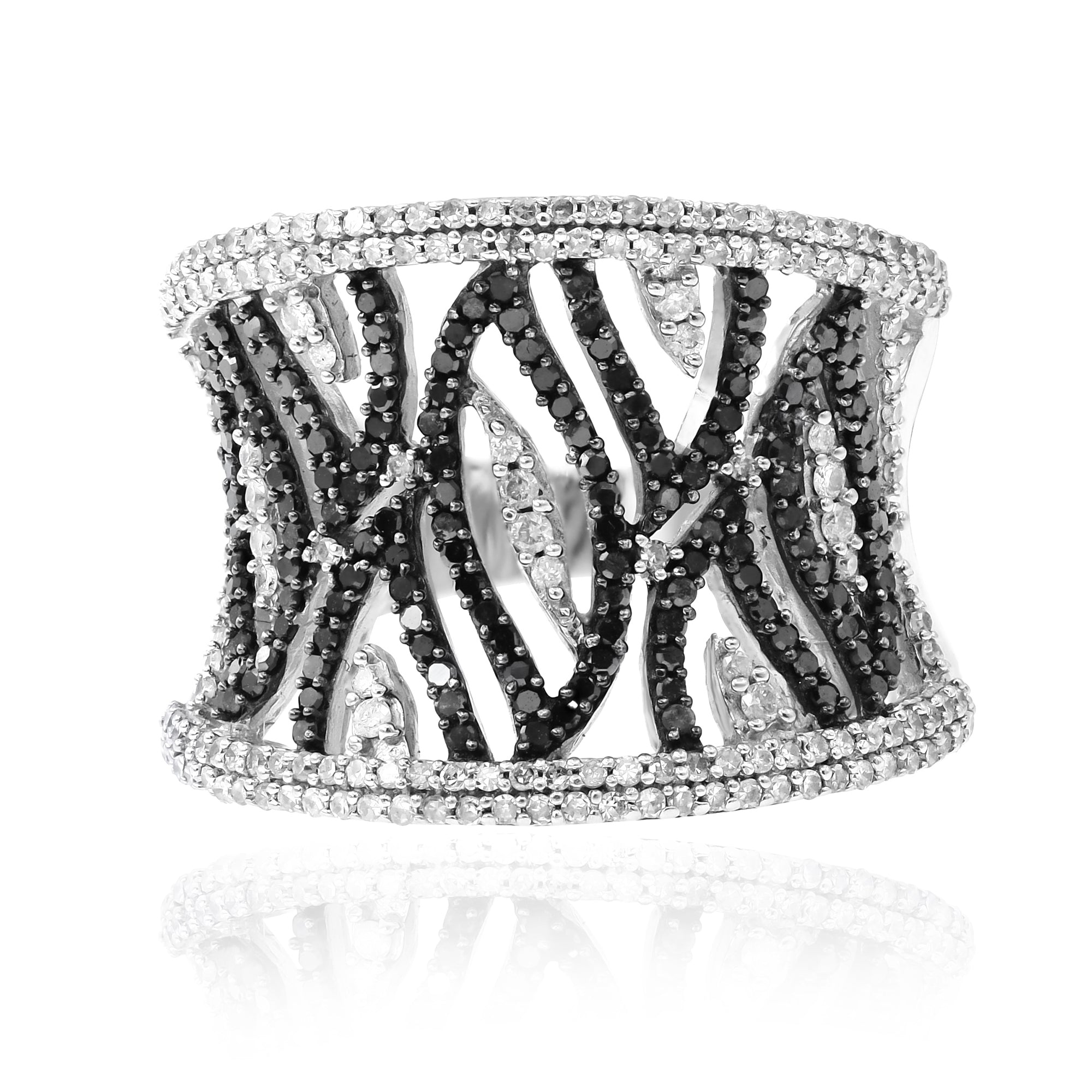 1.12 ct. White & Black Diamond 14K White Gold Band