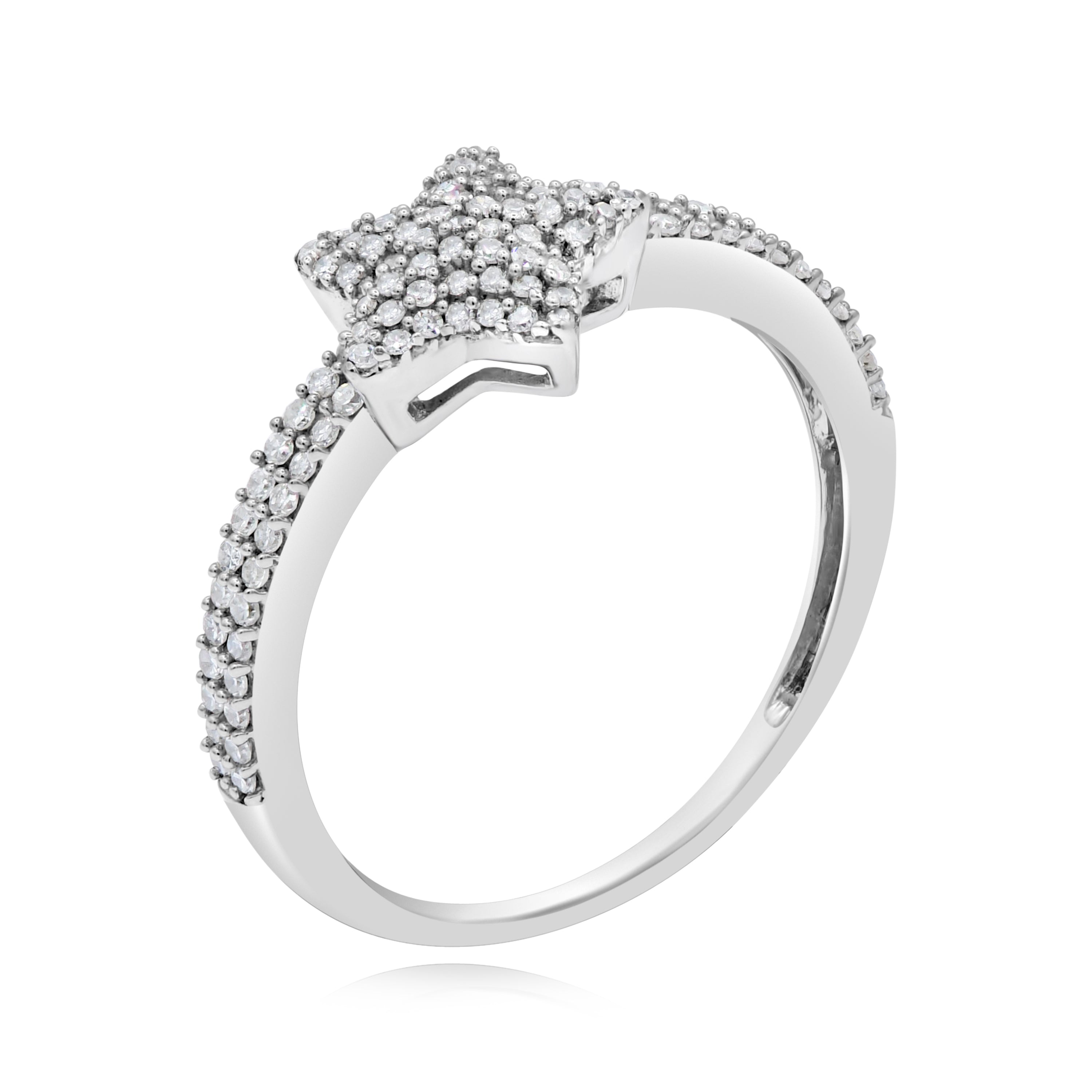 0.3 ct. Diamond 14K White Gold Pave Star Ring