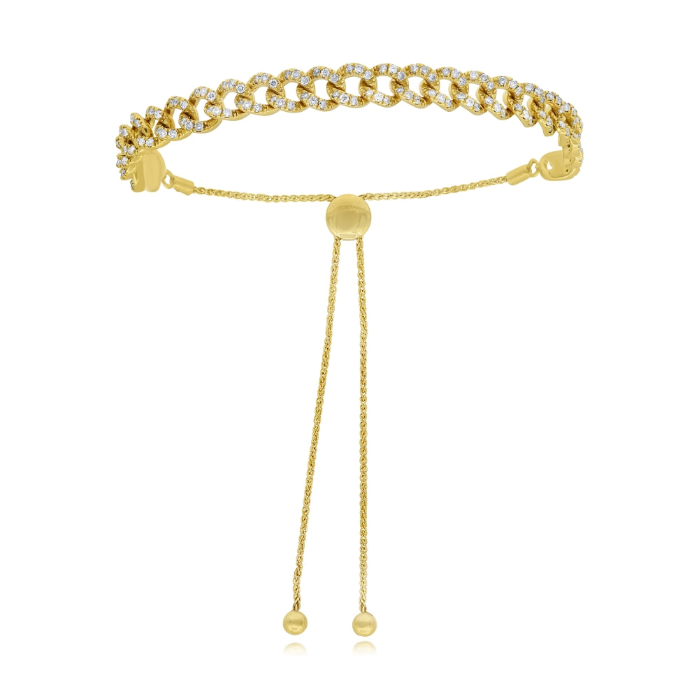 1.55 ct. Diamond 18K Yellow Gold Cuban Chain Link Bolo Bracelet