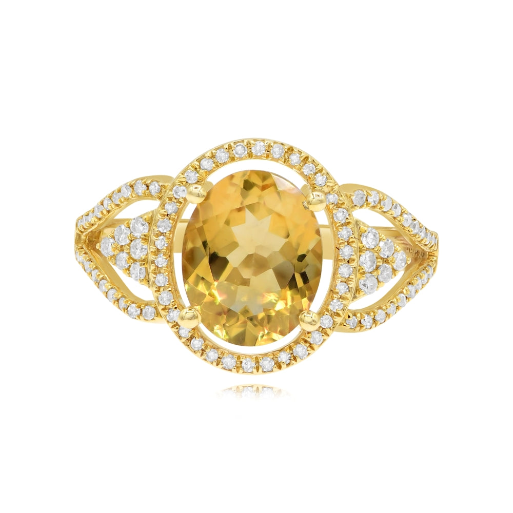 2.55 ct. Yellow Citrine & Diamond 14K Yellow Gold Infinity Halo Ring