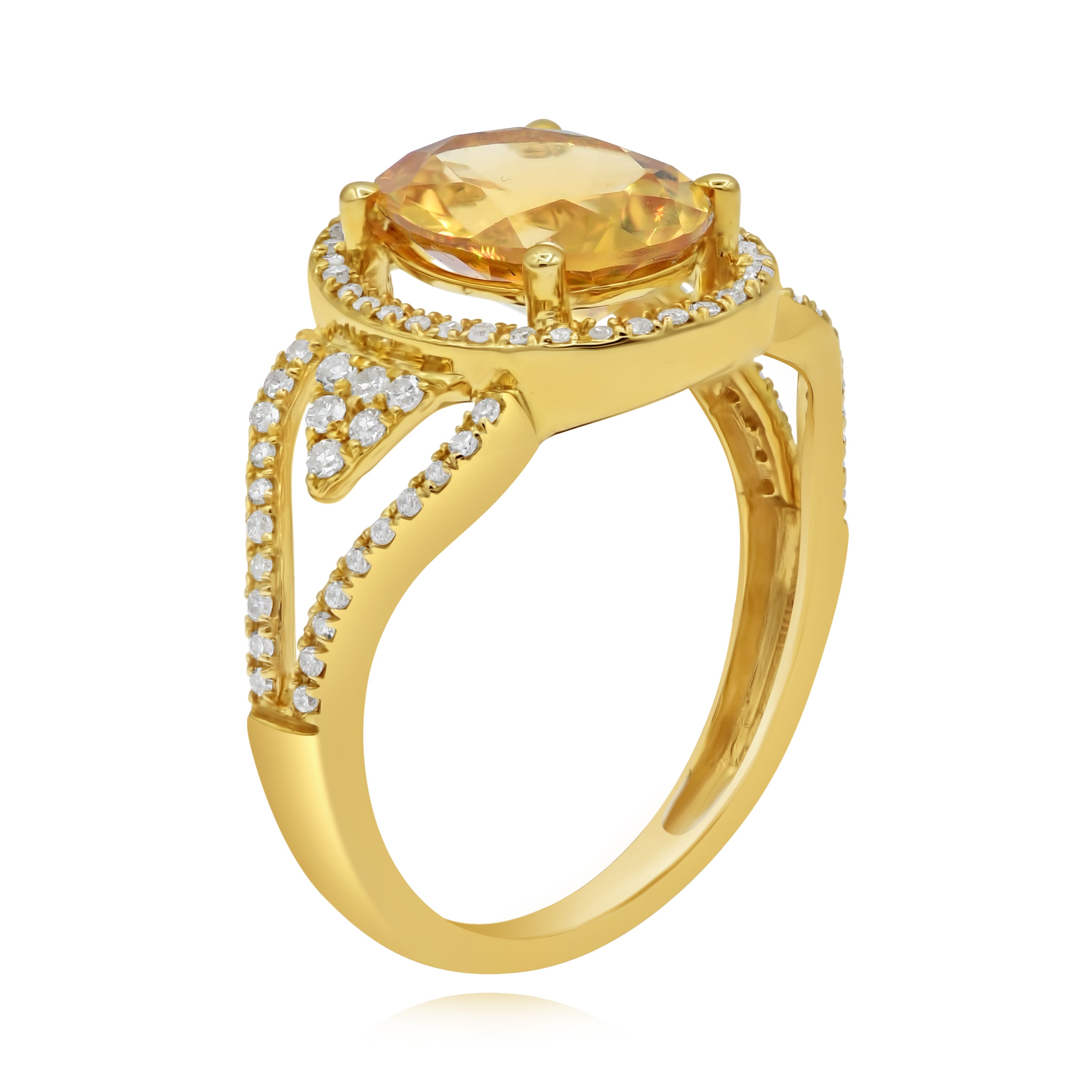 2.55 ct. Yellow Citrine & Diamond 14K Yellow Gold Infinity Halo Ring
