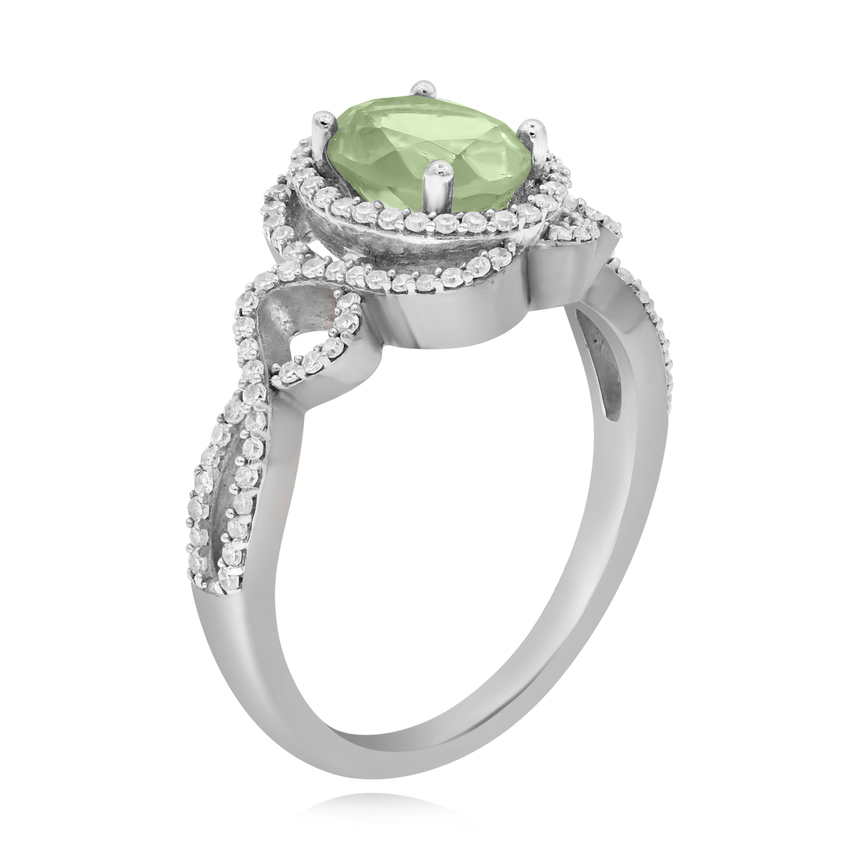1.34 ct. Lemon Quartz & Diamond 14K White Gold Infinity Halo Ring