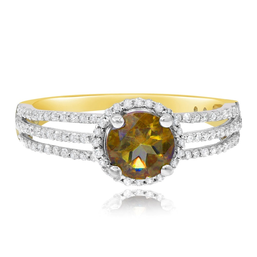 1.1 ct. Citrine & Diamond 14K Yellow Gold Halo Ring