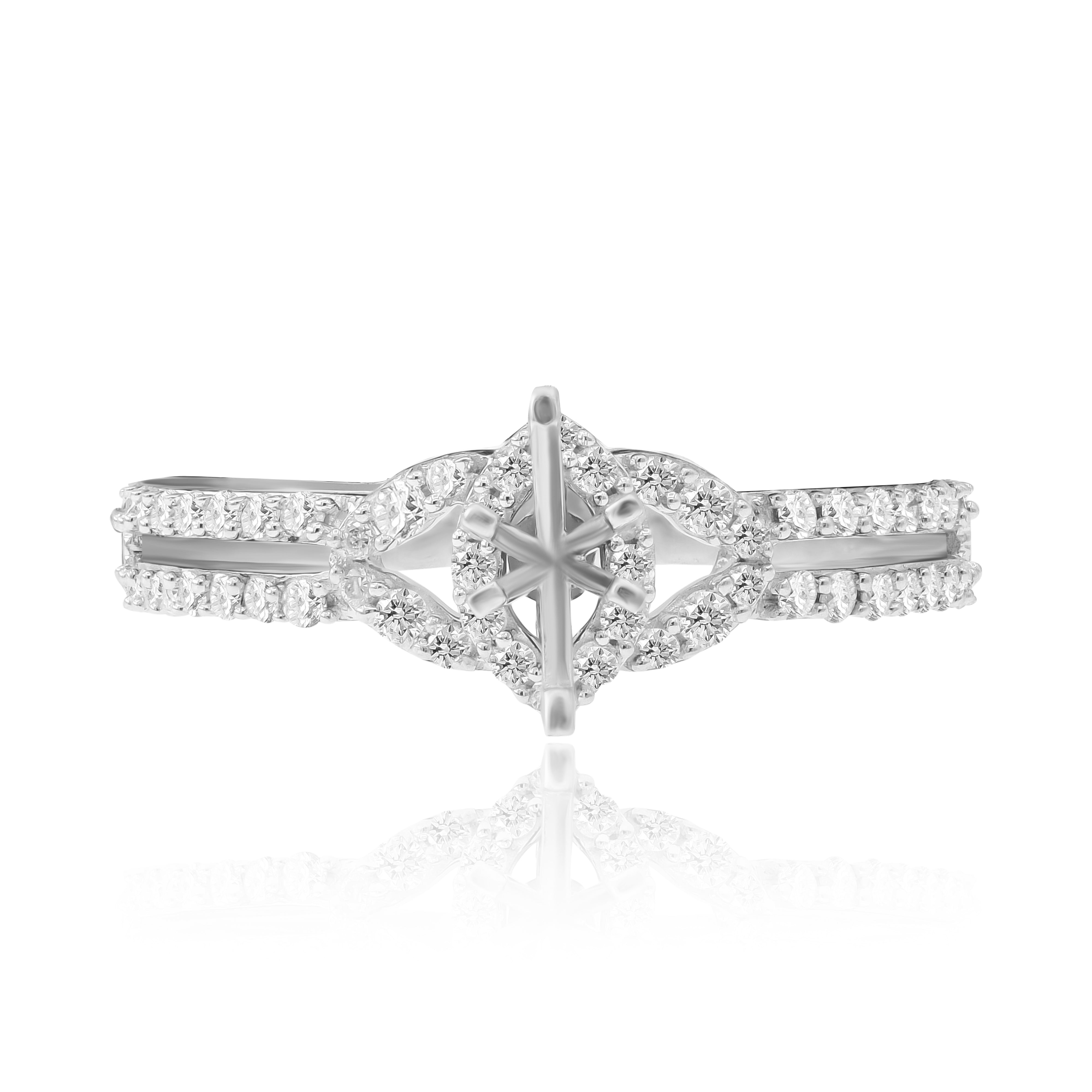 0.4 ct. Diamond 14K White Gold Enagement Ring Mounting With Matching Band