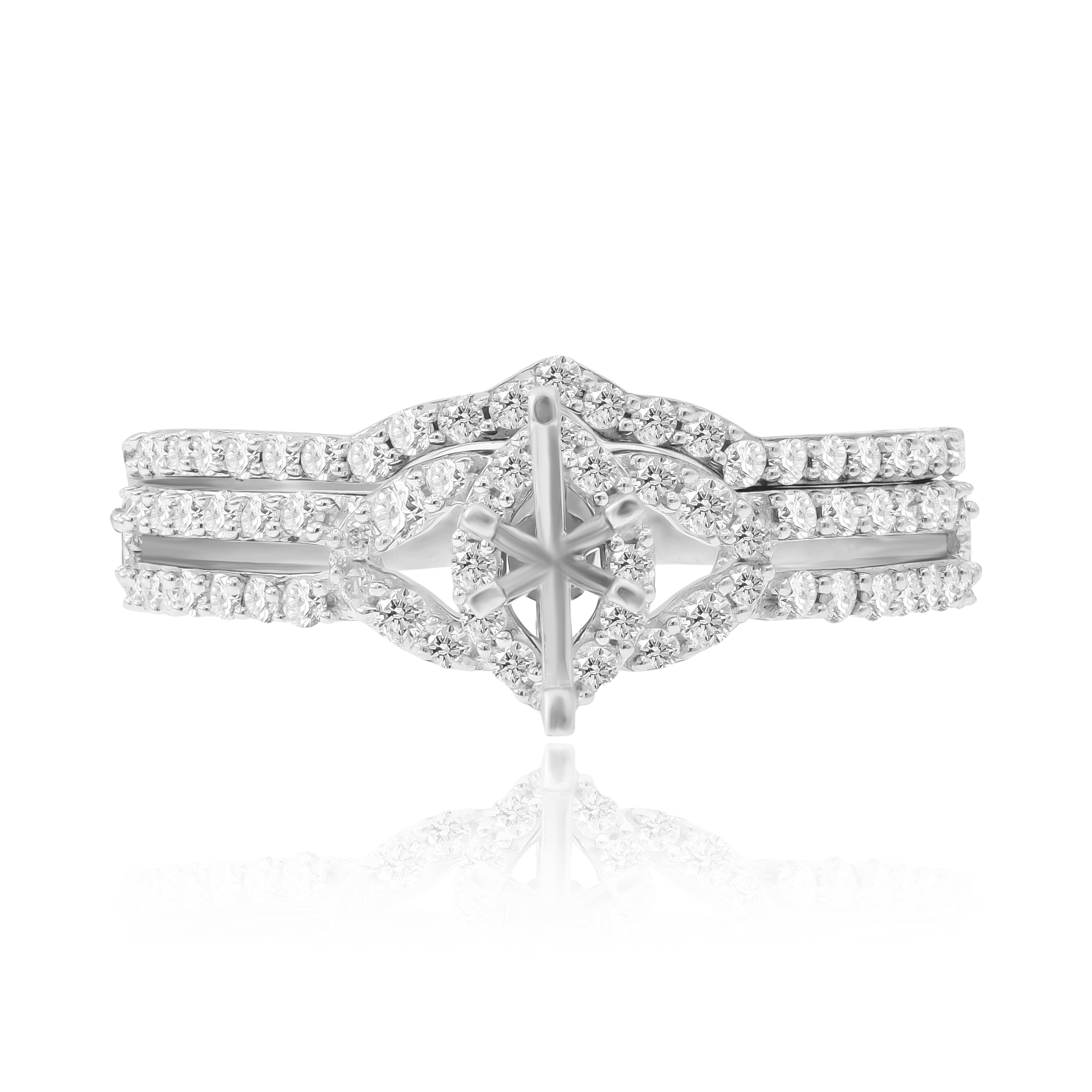 0.6 ct. Diamond 14K White Gold Enagement Ring Mounting With Matching Band