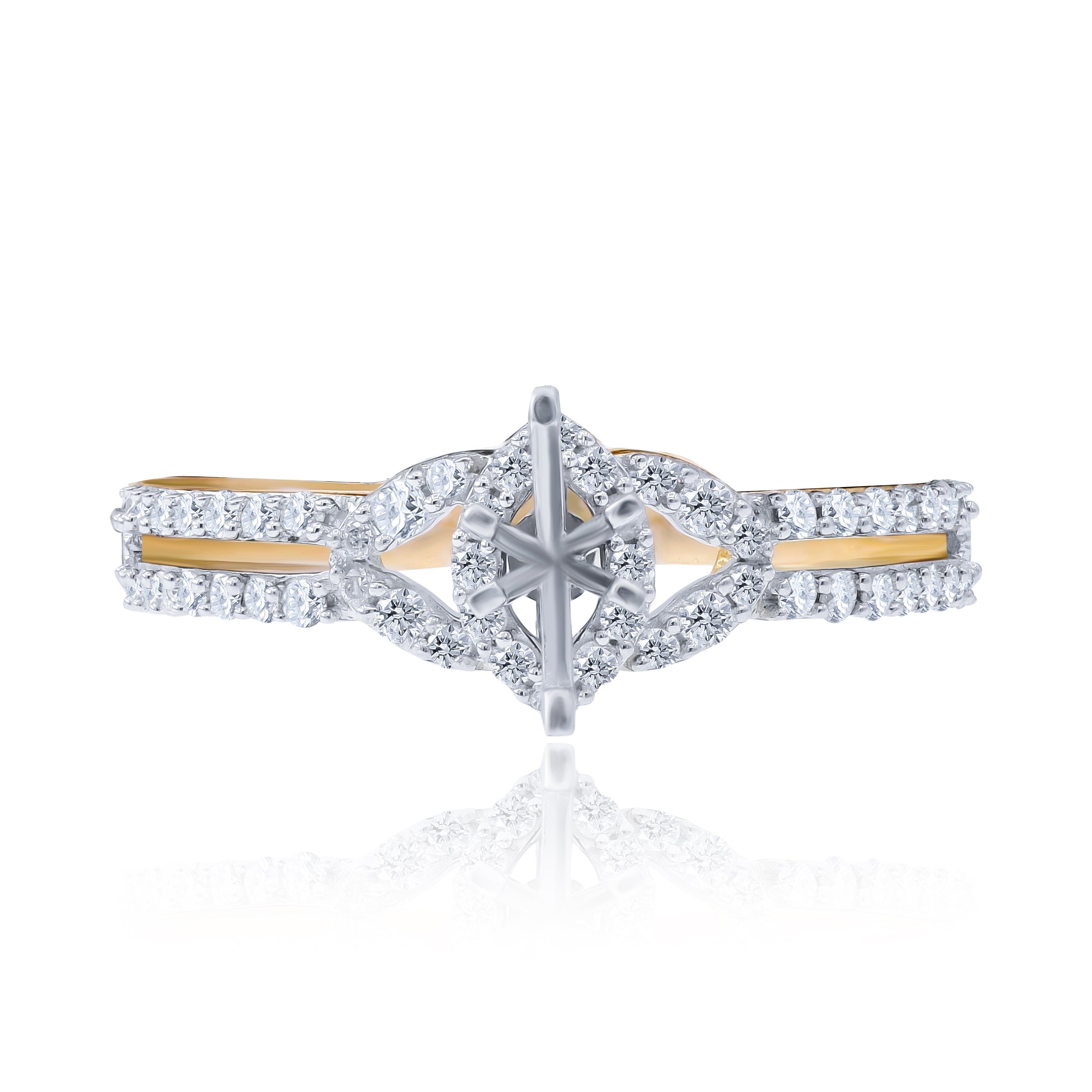 0.4 ct. Diamond 14K Yellow Gold Enagement Ring Mounting With Matching Band