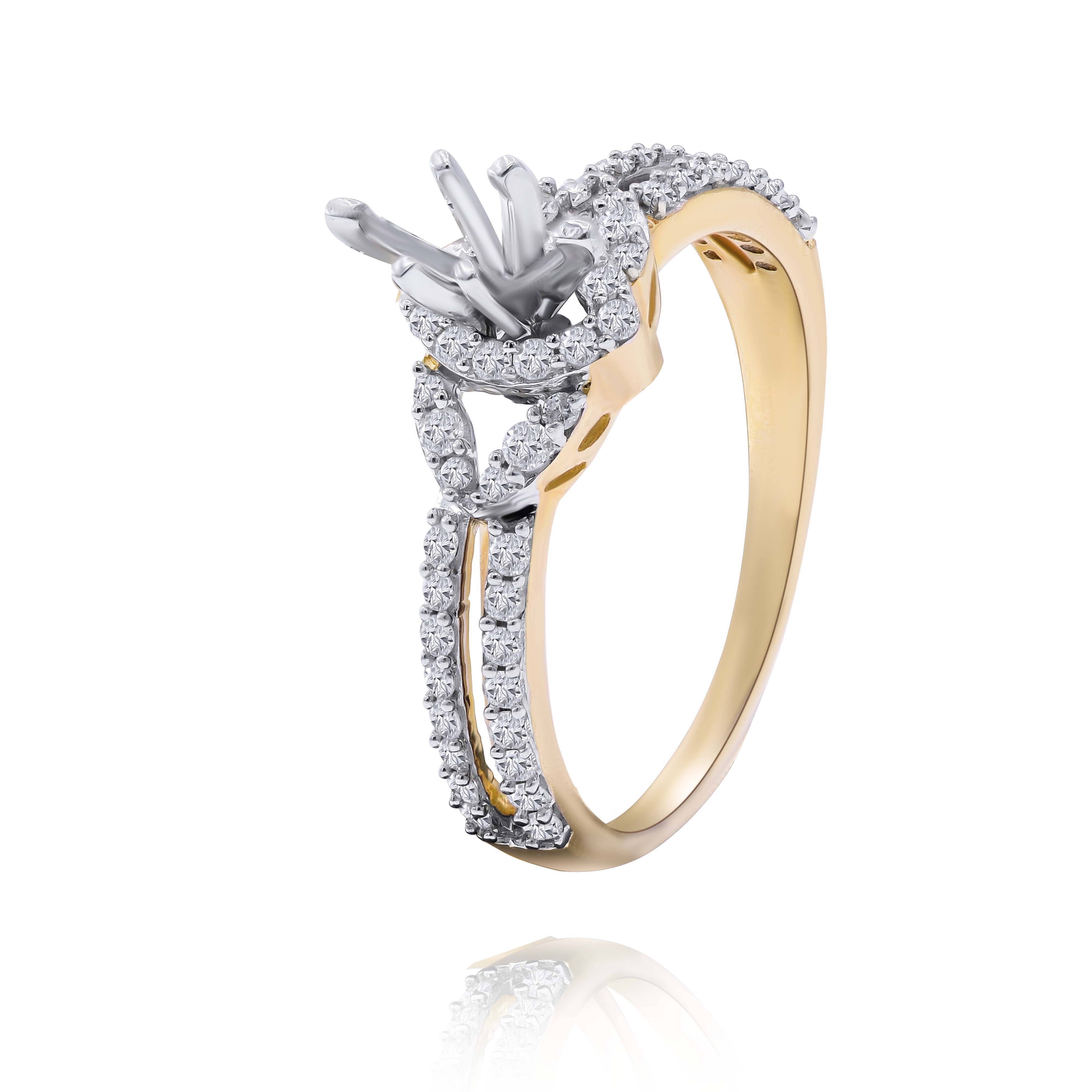 0.4 ct. Diamond 14K Yellow Gold Enagement Ring Mounting With Matching Band