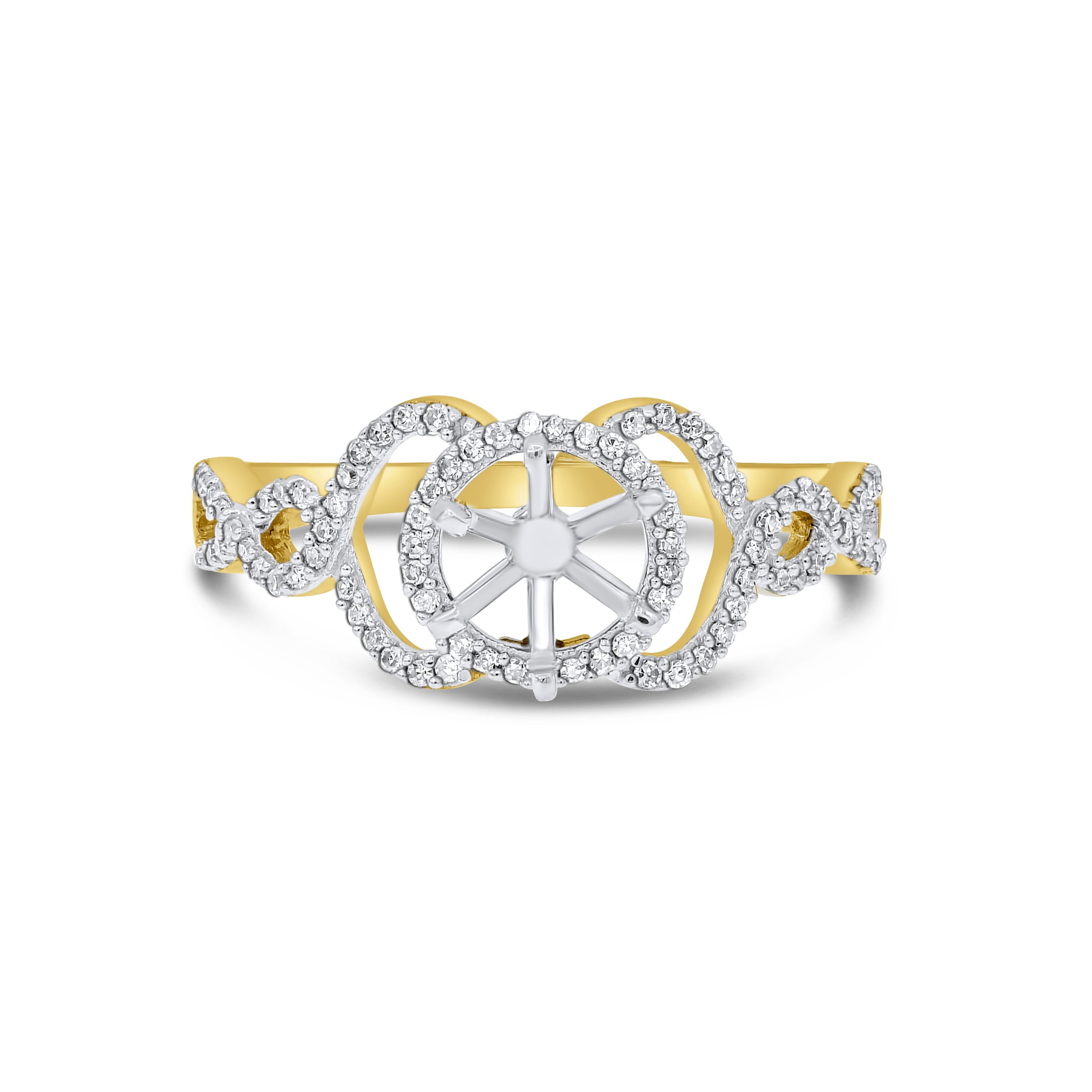 0.21 ct. Diamond 14K Yellow Gold Enagement Ring Mounting With Matching Band