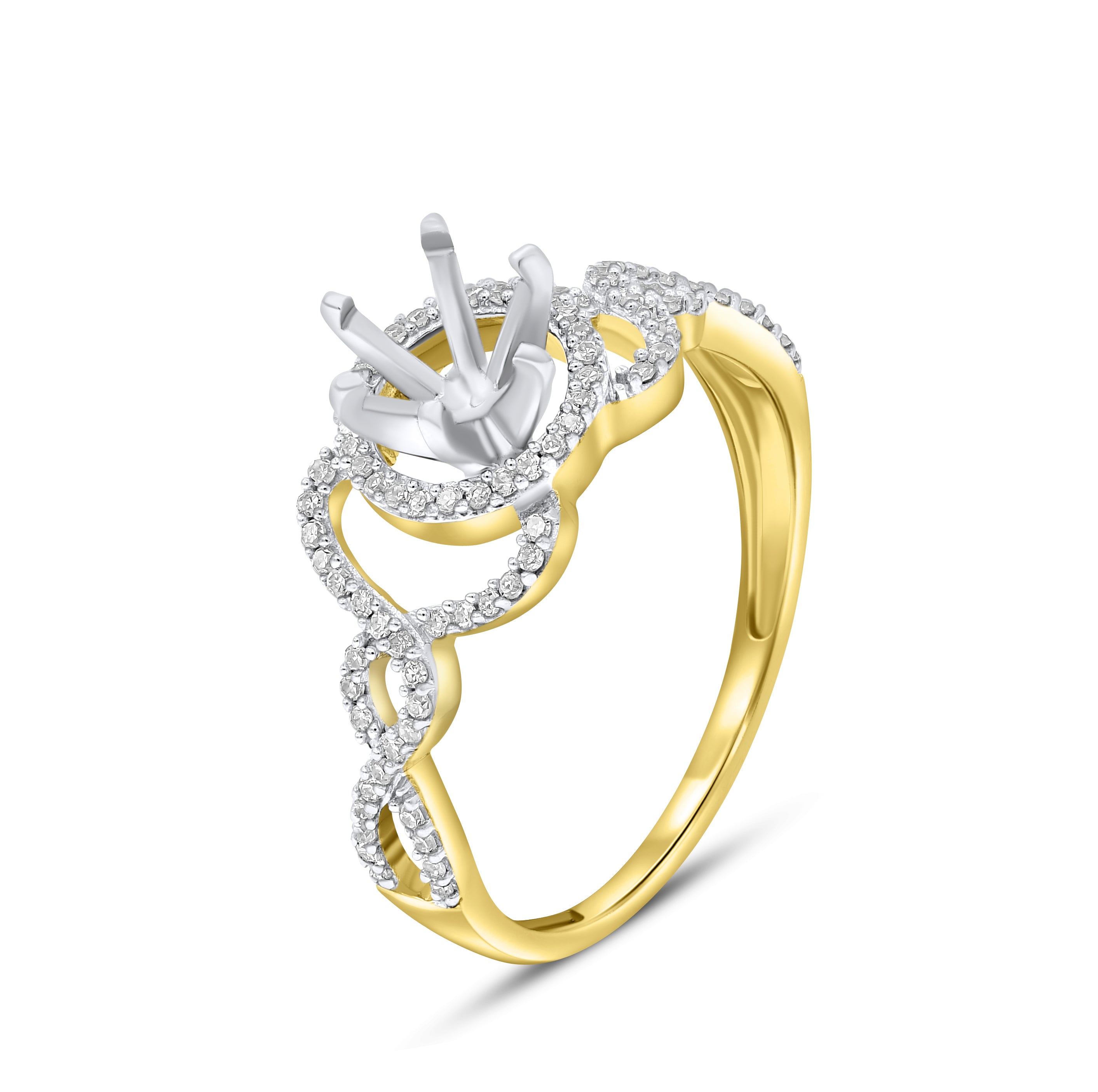 0.21 ct. Diamond 14K Yellow Gold Enagement Ring Mounting With Matching Band