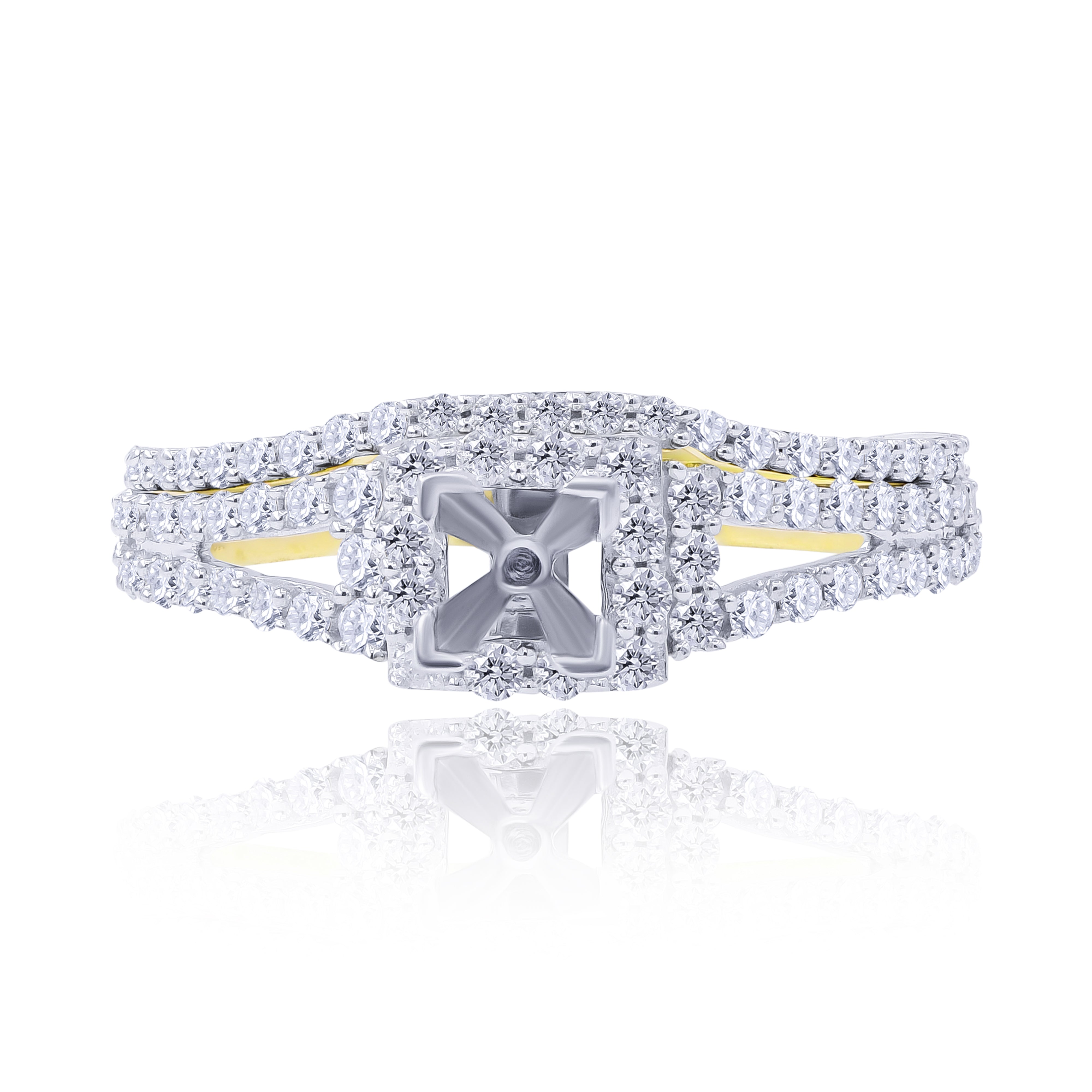0.6 ct. Diamond 14K Yellow Gold Enagement Ring Mounting With Matching Band
