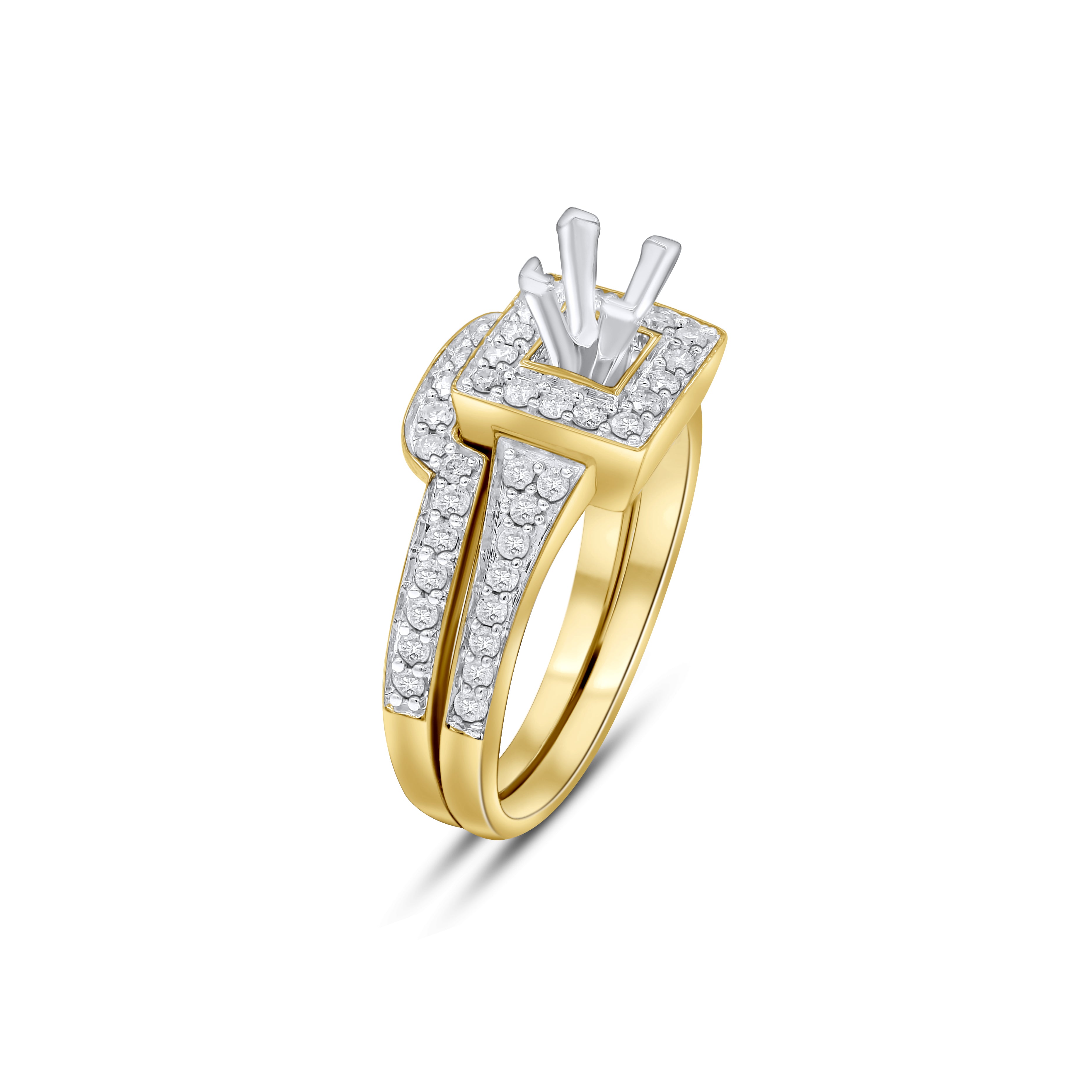 0.5 ct. Diamond 14K White Gold Enagement Ring Mounting With Matching Band