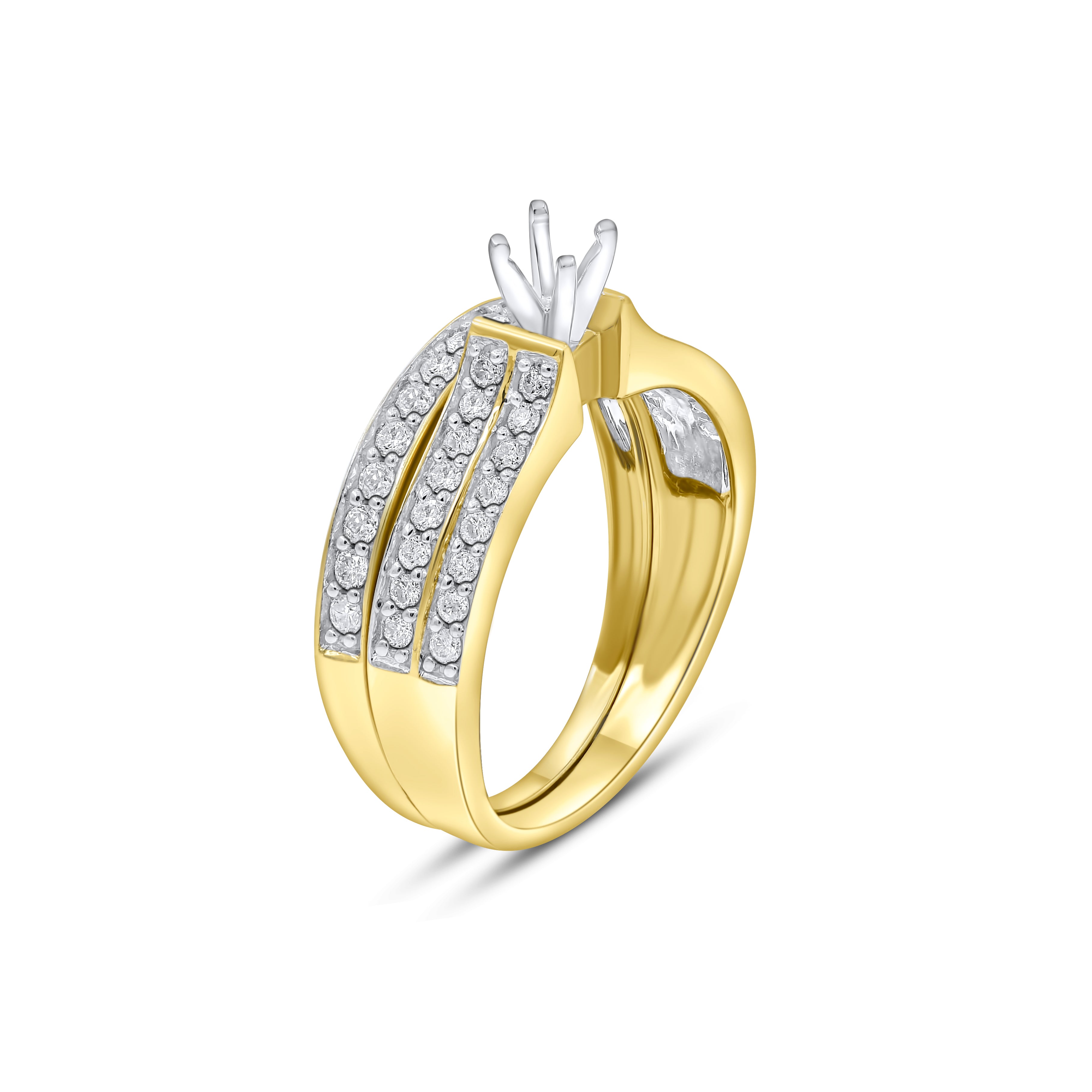 0.52 ct. Diamond 14K Yellow Gold Enagement Ring Mounting With Matching Band