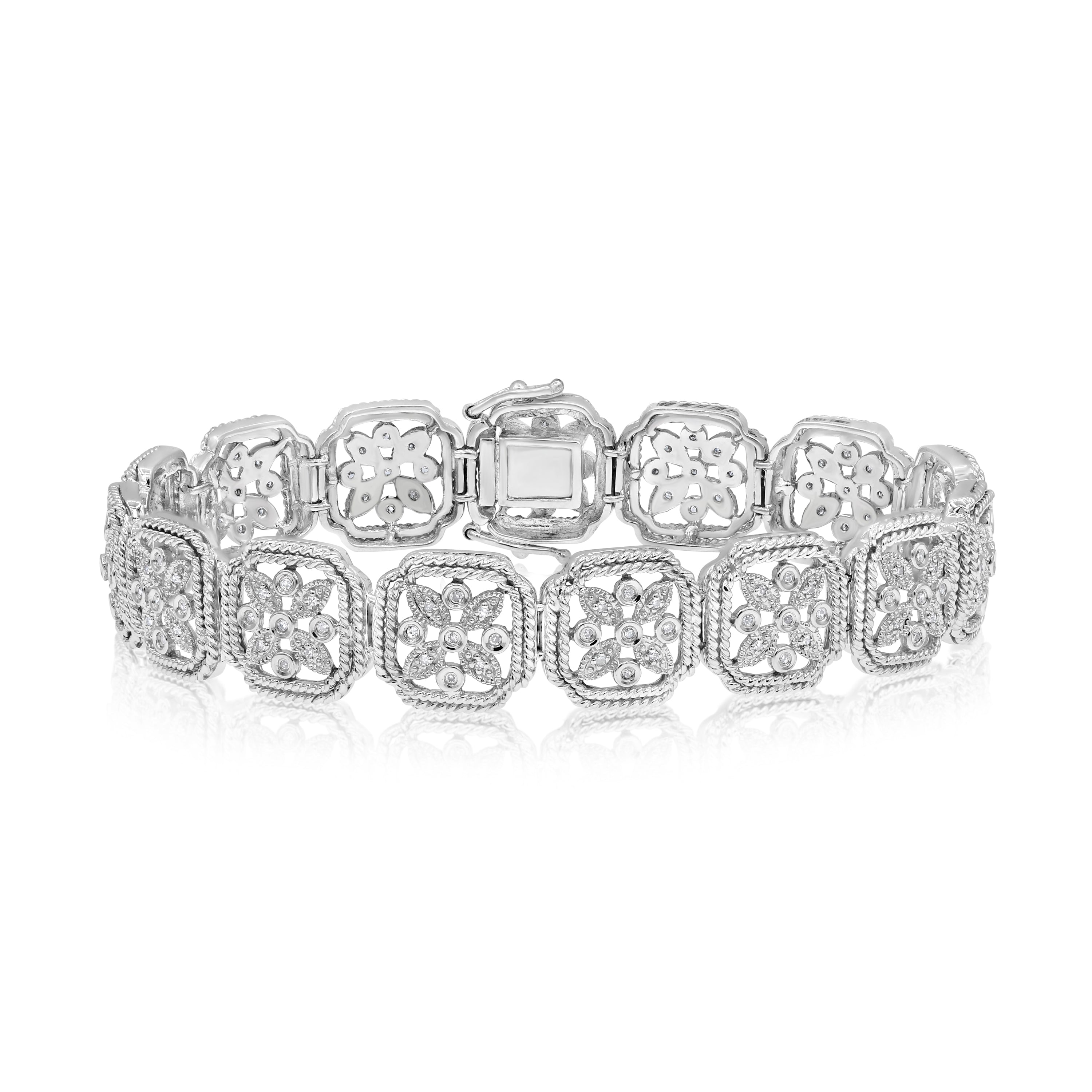 0.48 ct. Diamond 14K White Gold Cluster Bracelet