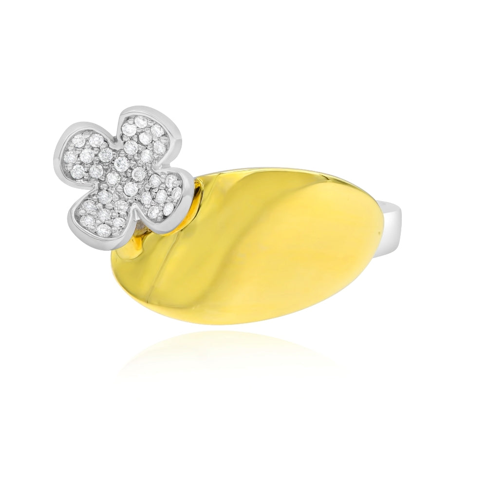0.13 Diamond 18K Yellow & White Gold Flower Ring