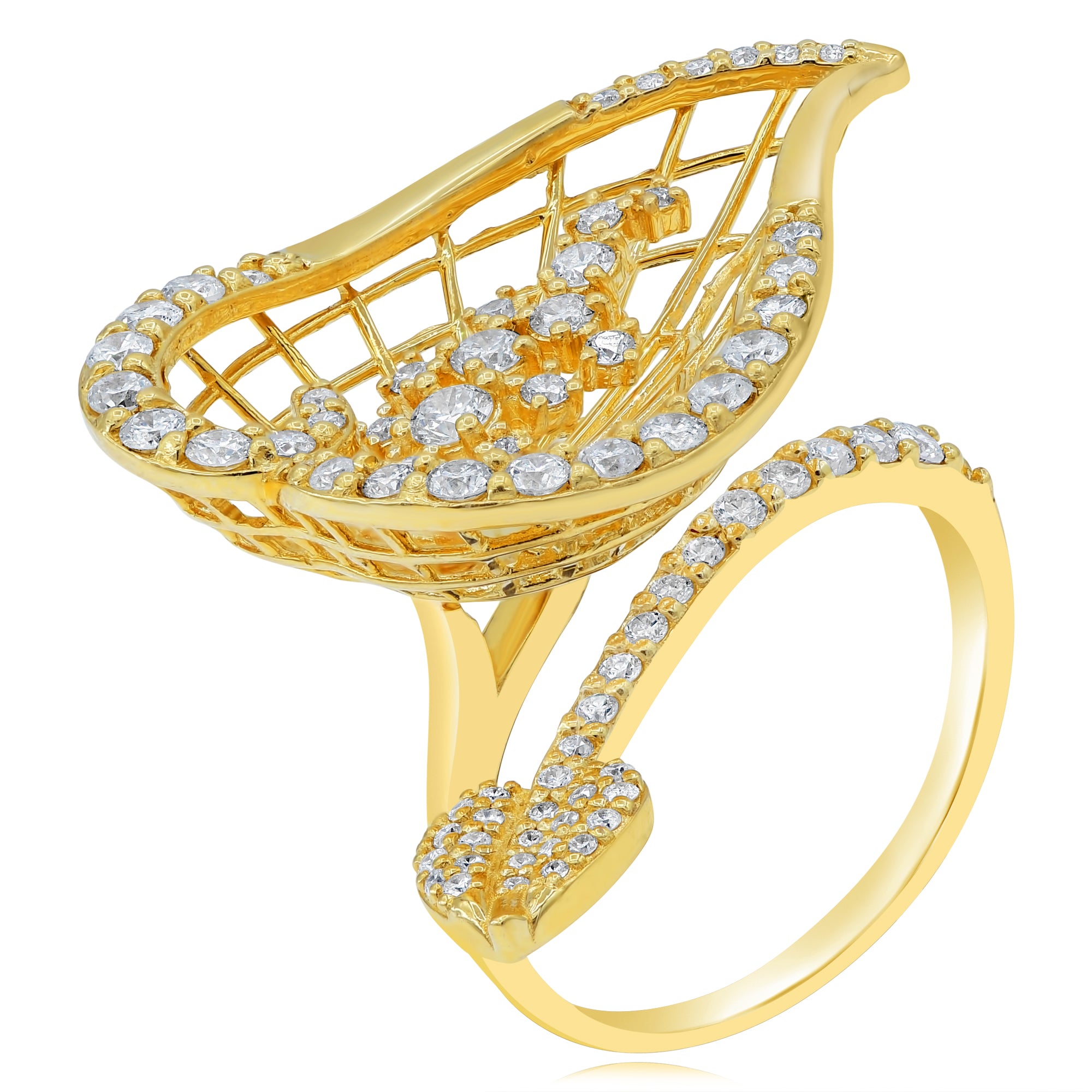 1.23 ct. Diamond 18K Yellow Gold Flower Petals Ring