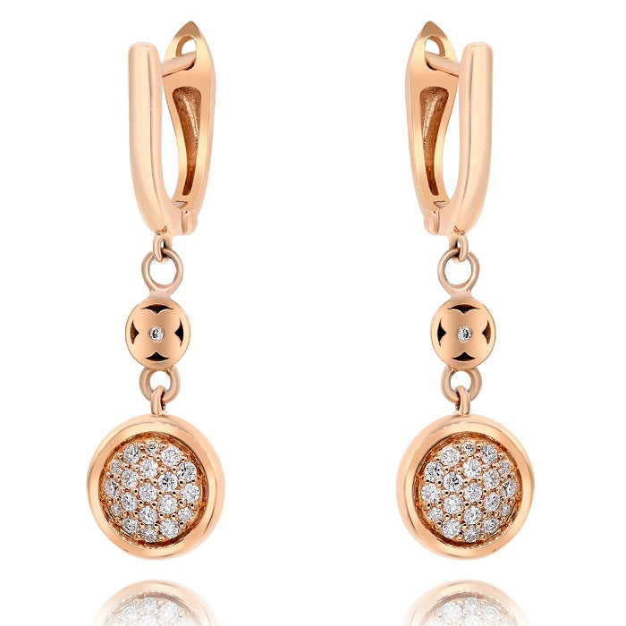 0.31 ct. Diamond 18K Rose Gold Dangle Earrings