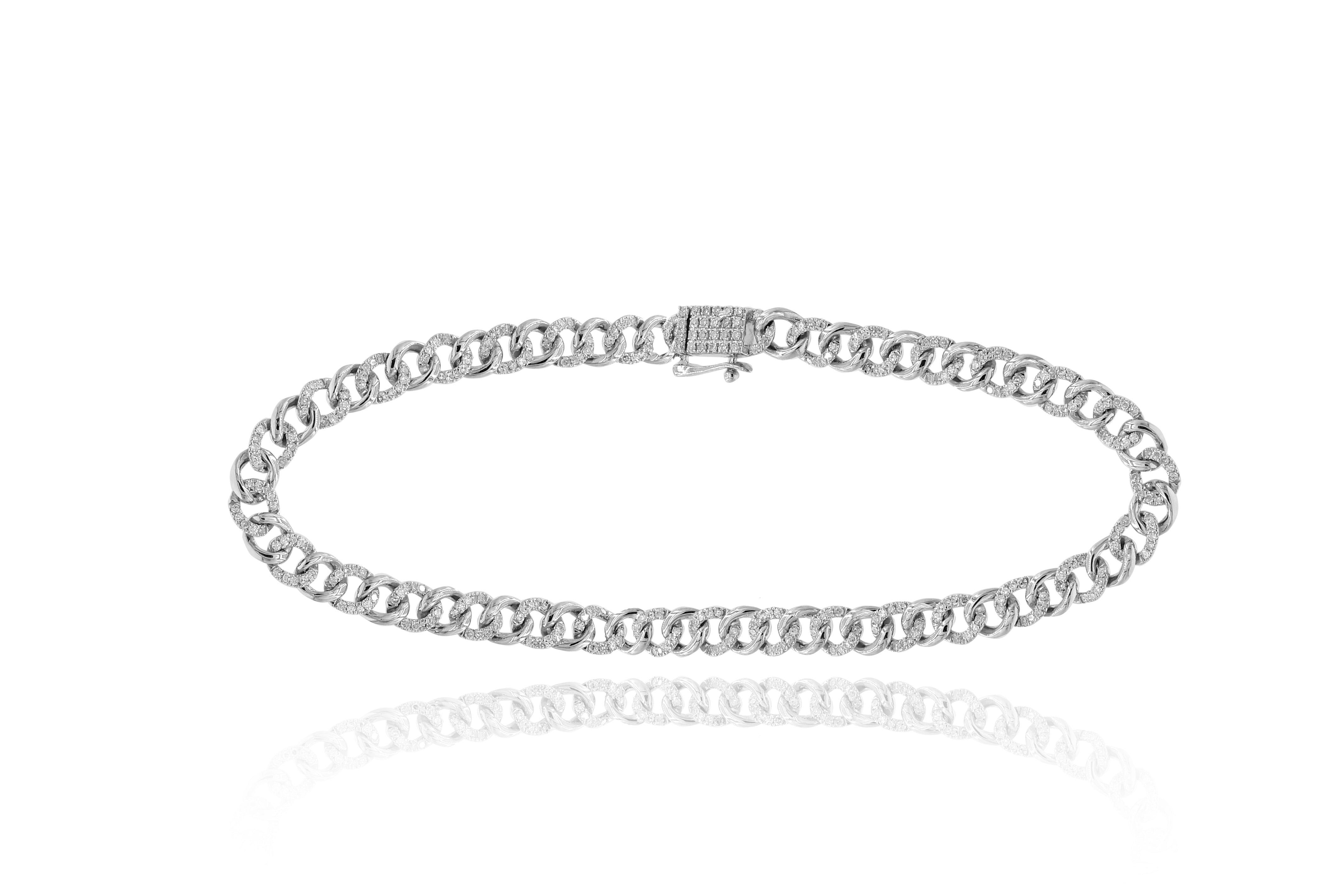 0.83 ct. Diamond 14K White Gold Cuban Link Bracelet