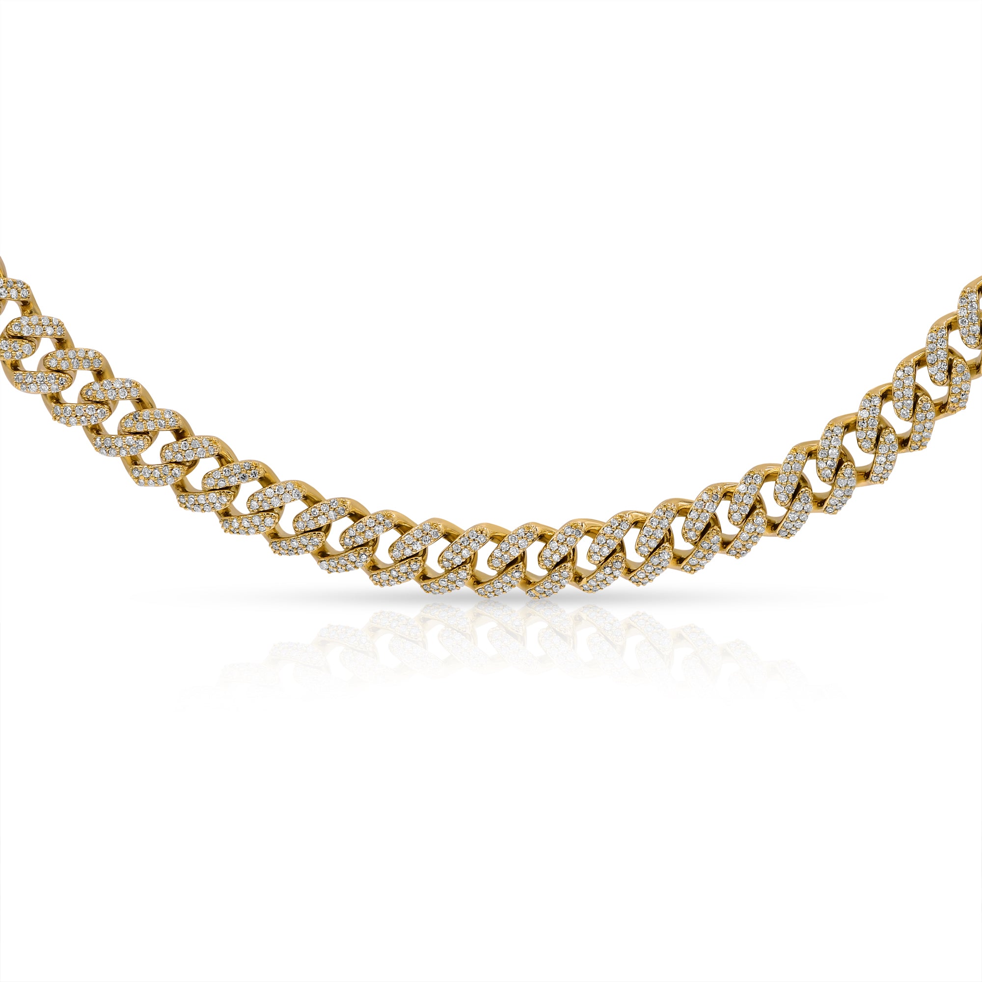 4.41 ct. Diamond 14K Yellow Gold Cuban Link Necklace 18''