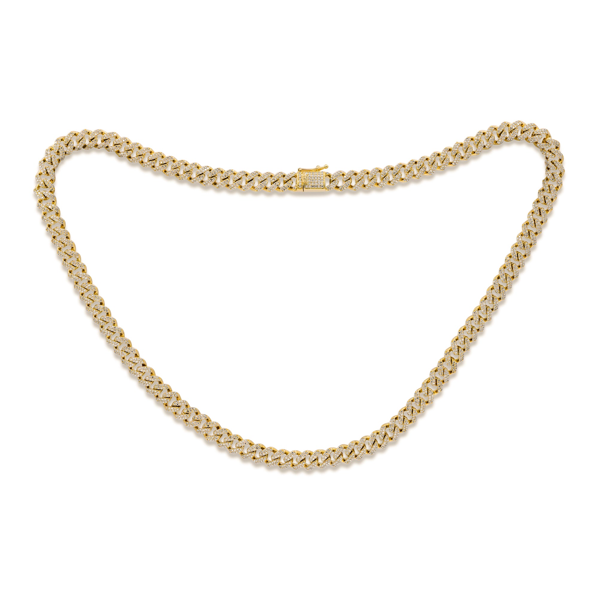 4.41 ct. Diamond 14K Yellow Gold Cuban Link Necklace 18''