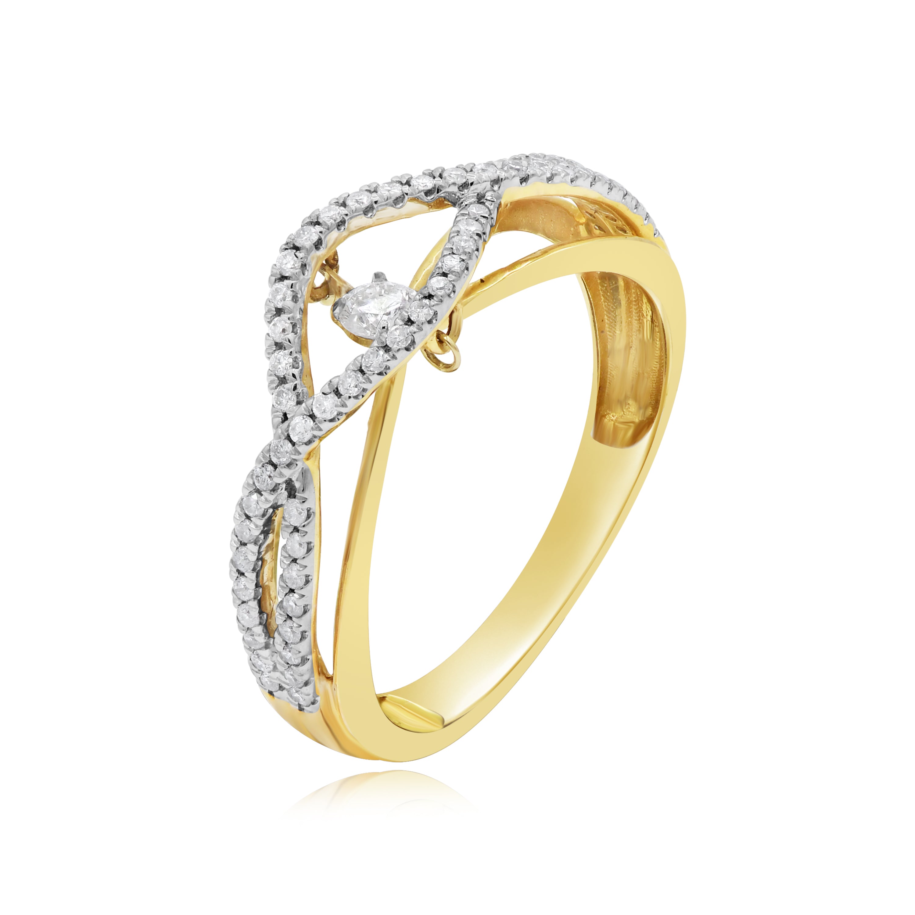 0.31 ct. Diamond 14K Yellow Gold Moving Center Stone Ring Size 7