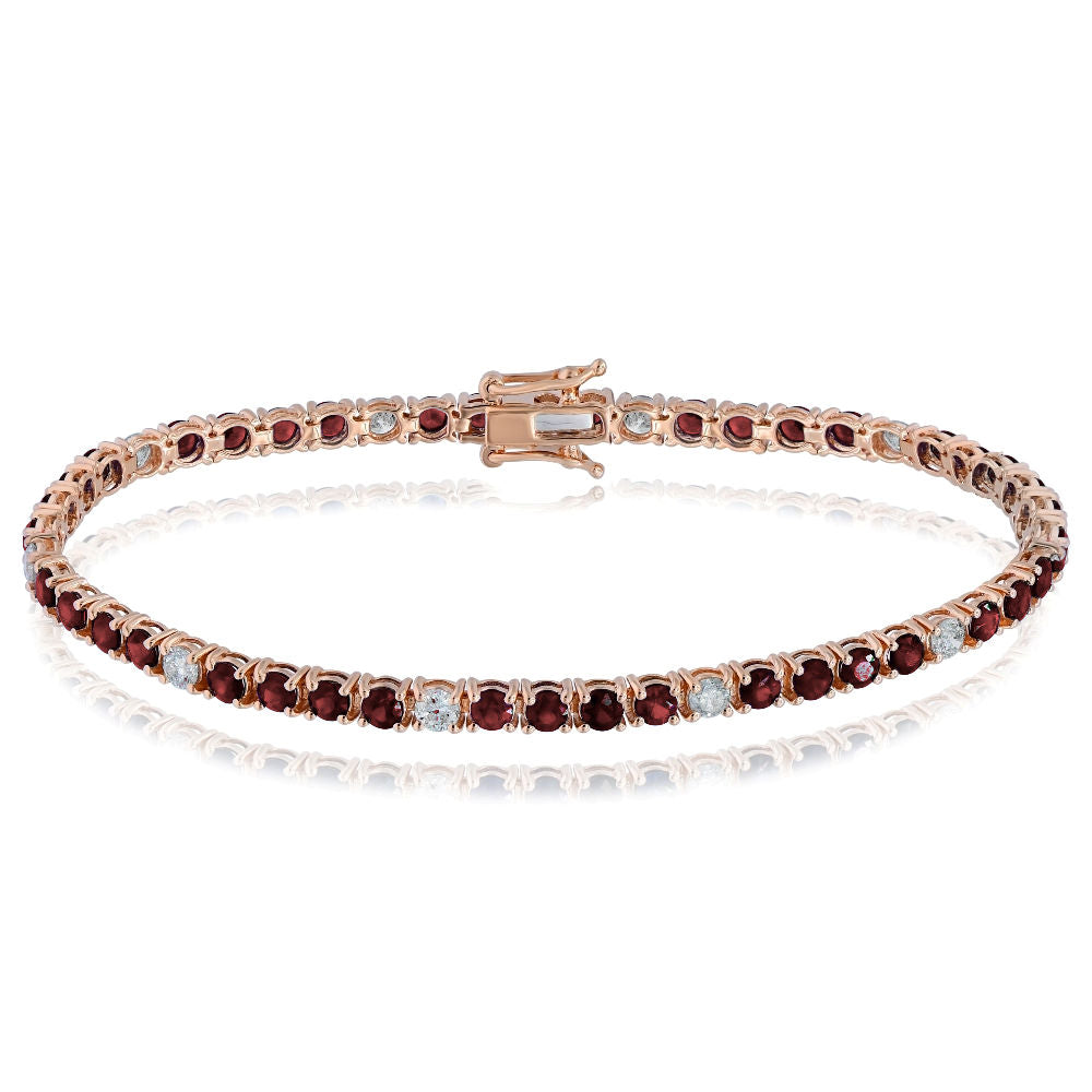 5.52 ct. Ruby & 1.25 ct. Diamond 14K Rose Gold Tennis Bracelet