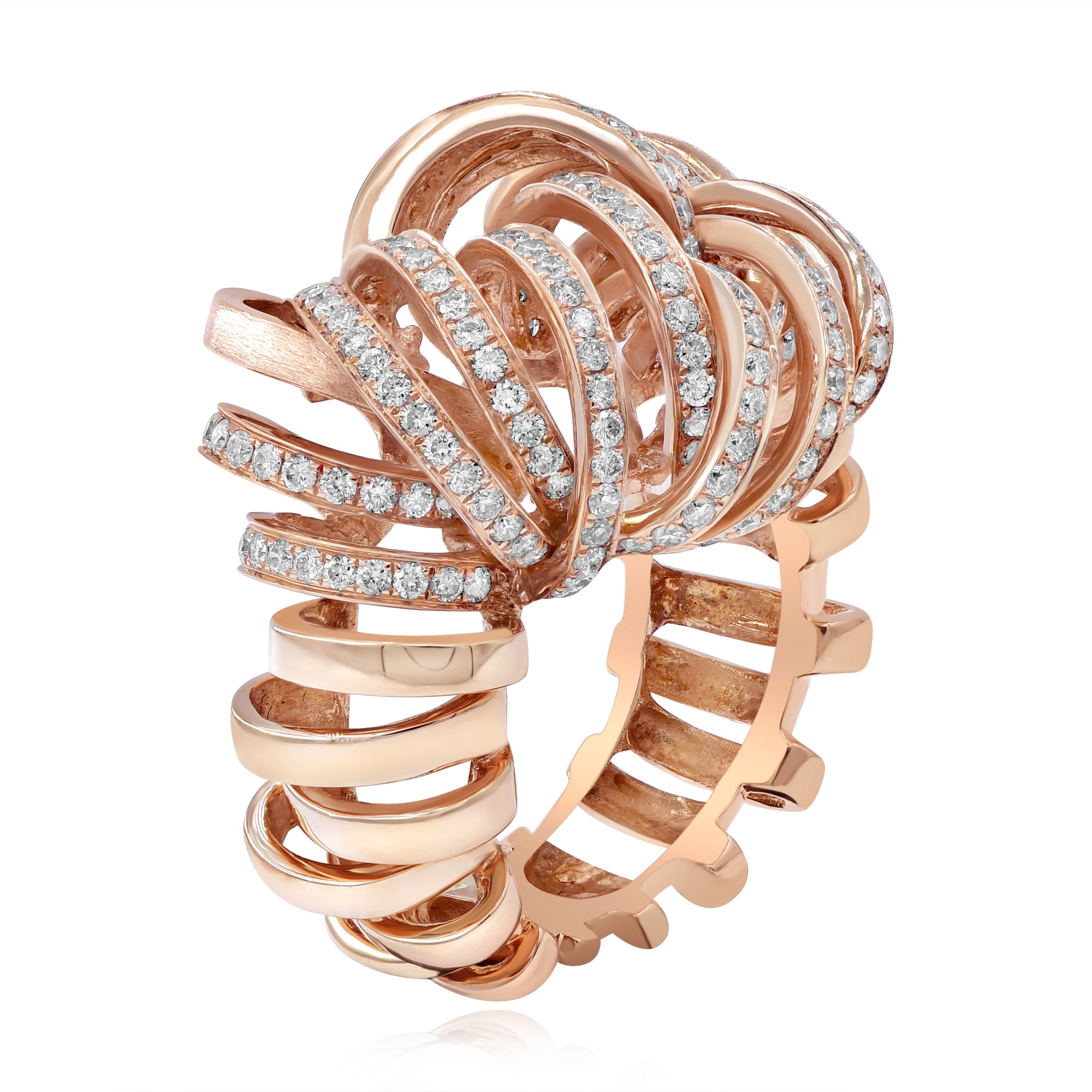 1.68 ct. Diamond 18K Rose Gold Swirl Ring