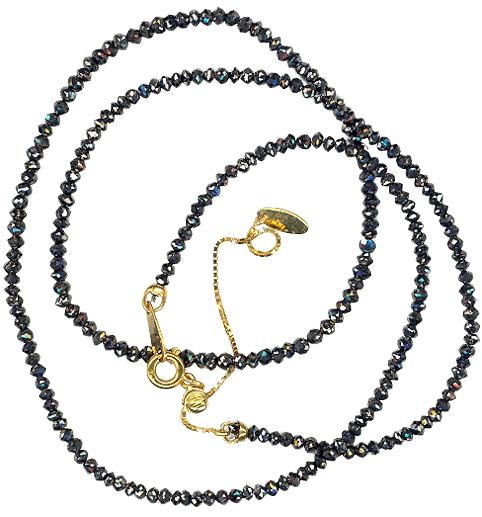 20 ct. Black Diamond Bead 18K Yellow Gold Necklace 18"