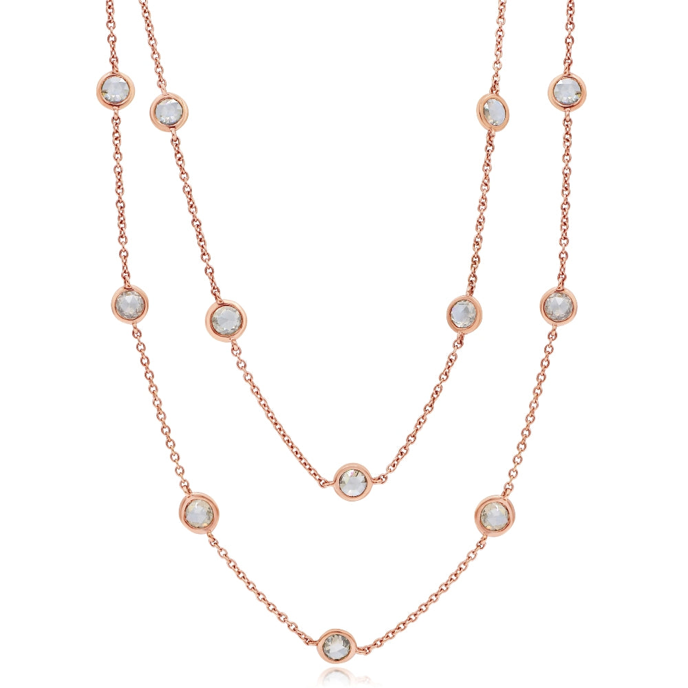 4.36 ct. Brown Diamond 18K Rose Gold Stone Station Necklace