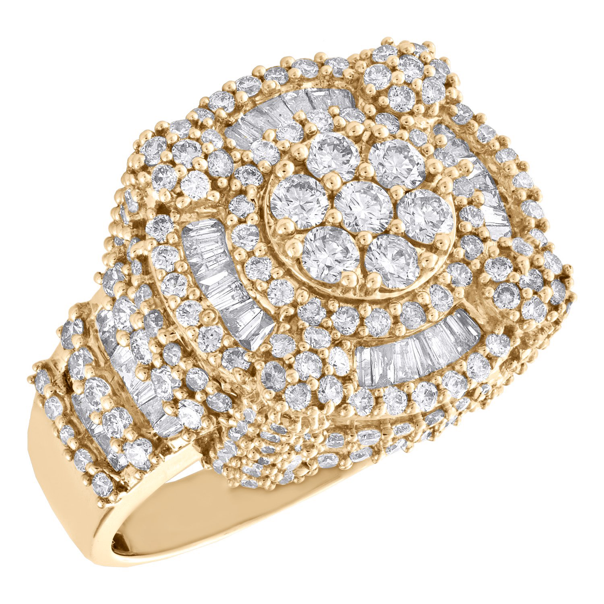 3.83 ct. Diamond 14K Rose Gold Step Shank Tiered Band