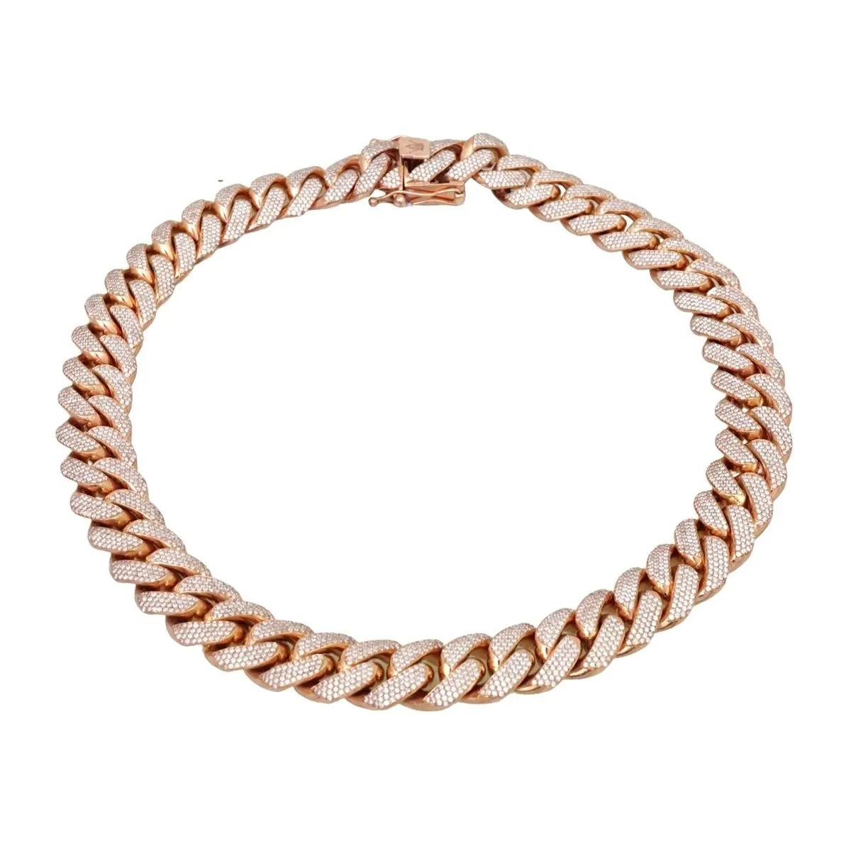 14.21 ct. Diamond 14K Rose Gold Cuban Link Chain Necklace