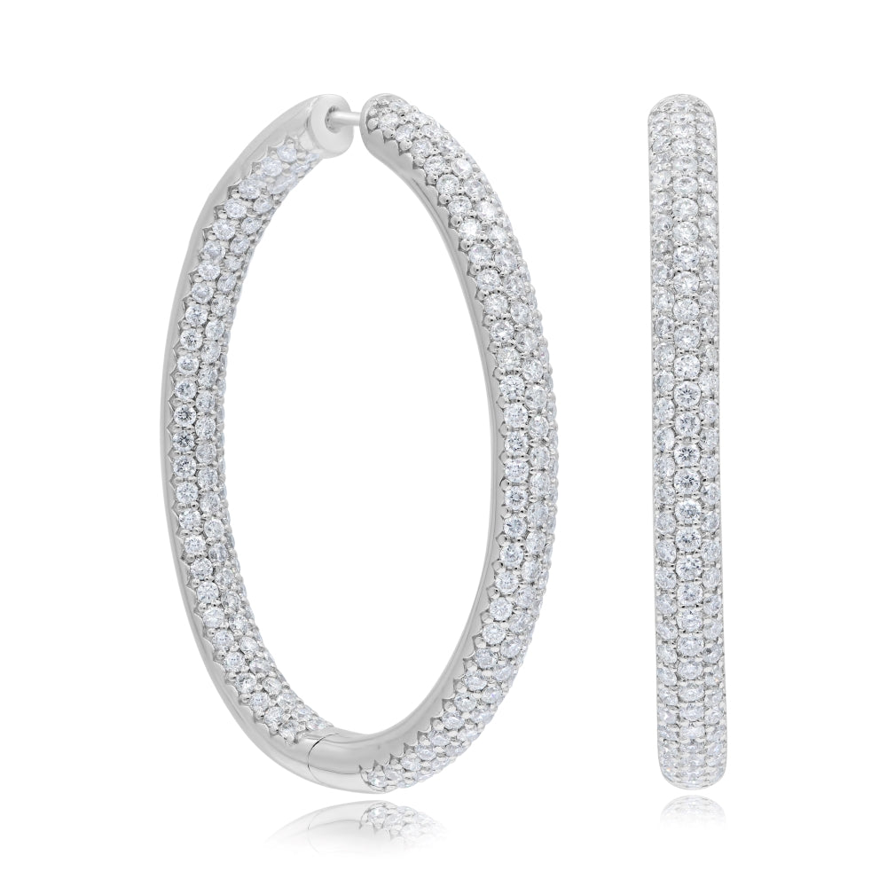 3.08 ct. Diamond 14K White Gold Hoop Earrings