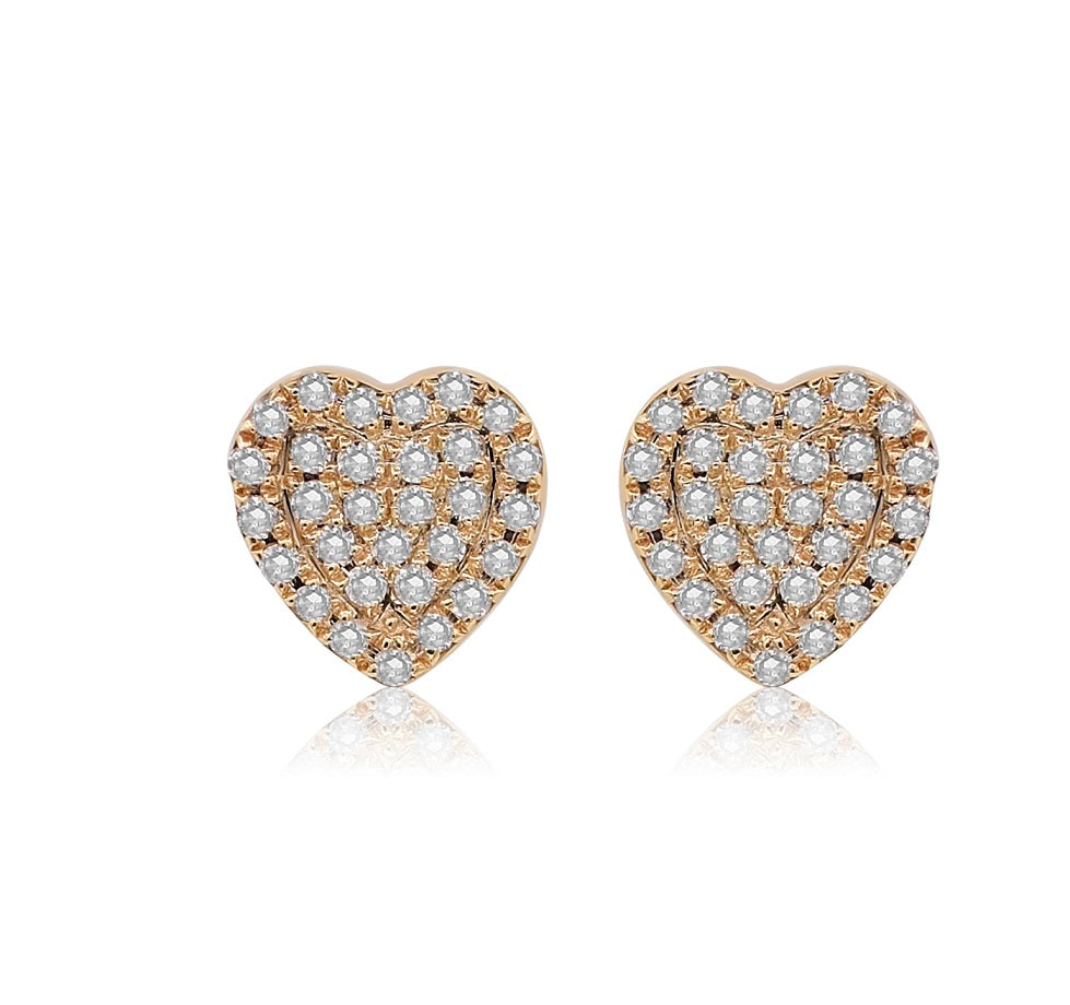 0.17 ct. Diamond 14K Rose Gold Heart Stud Earrings