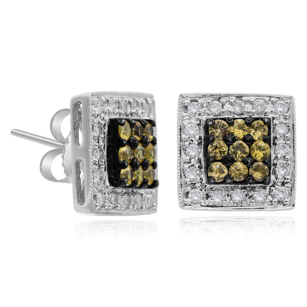 0.8 ct. Brown & White Diamond 14K White Gold Stud Earrings