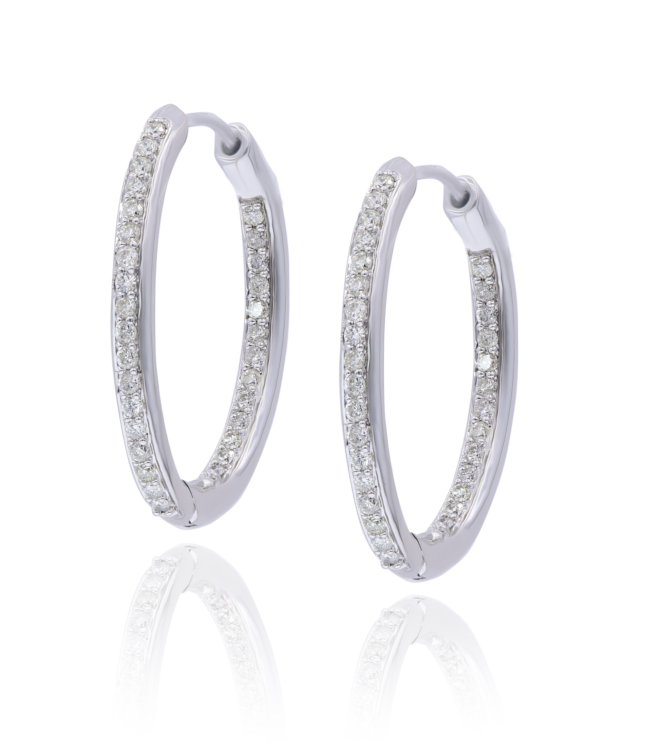 0.51 ct. Diamond 14K White Gold Hoop Earrings