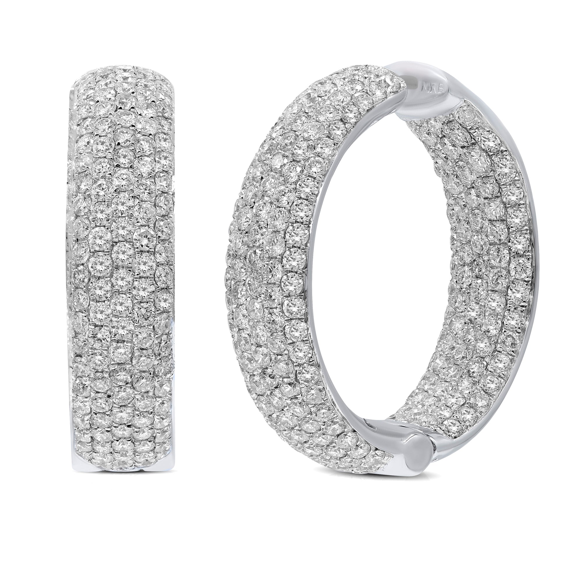 6.65 ct. Diamond 18K White Gold Multi-Pave Hoop Earrings