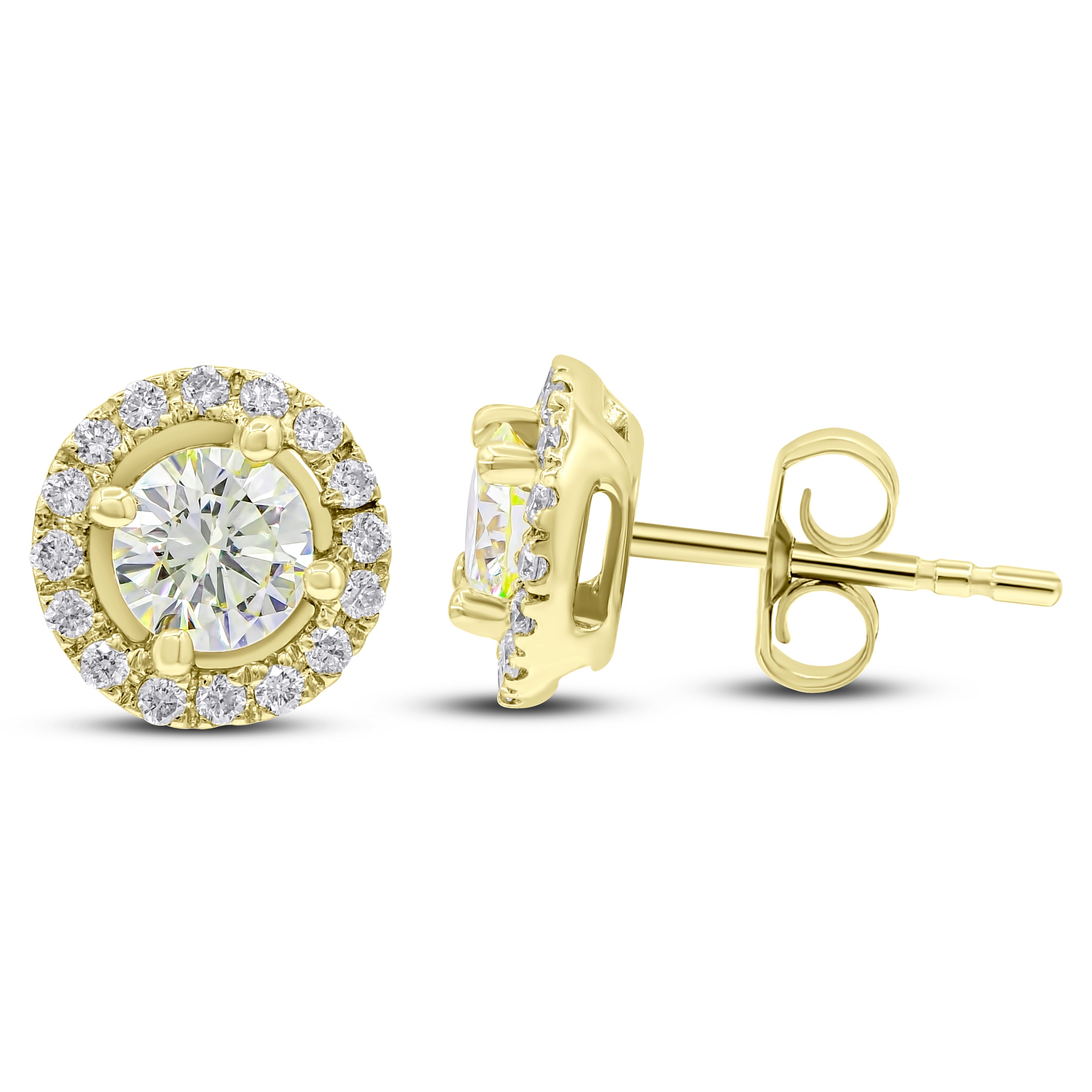 1.02 ct. Diamond 14K Yellow Gold Halo Stud Earrings