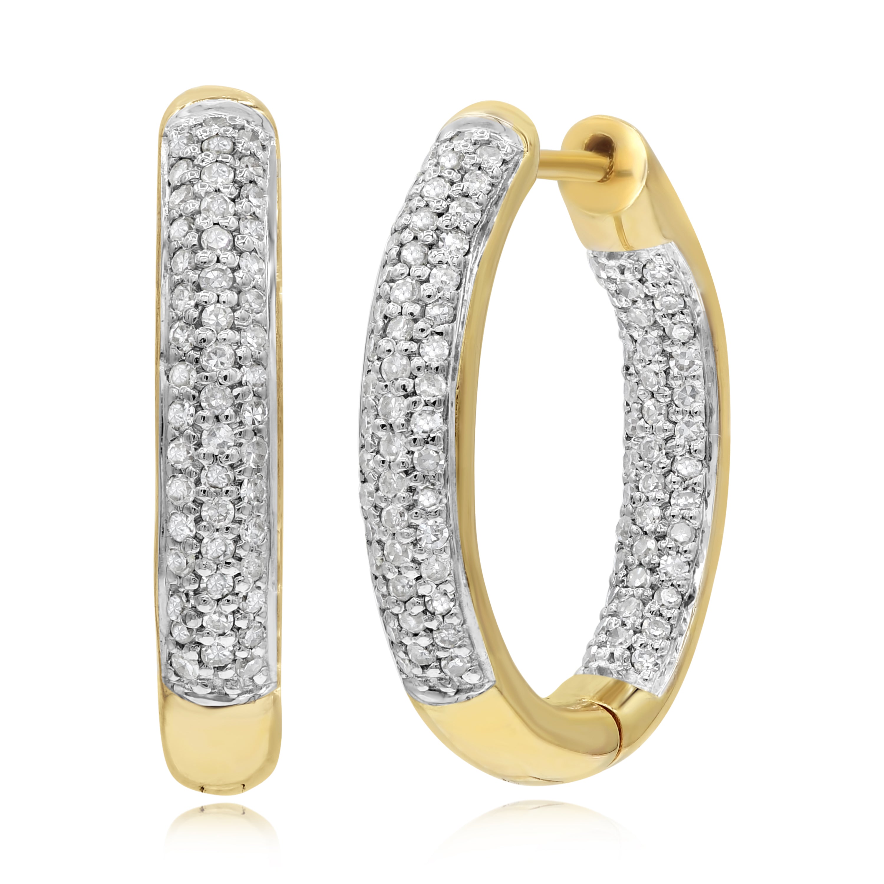 0.5 ct. Diamond 14K Yellow Gold Multi-Pave Hoop Earrings