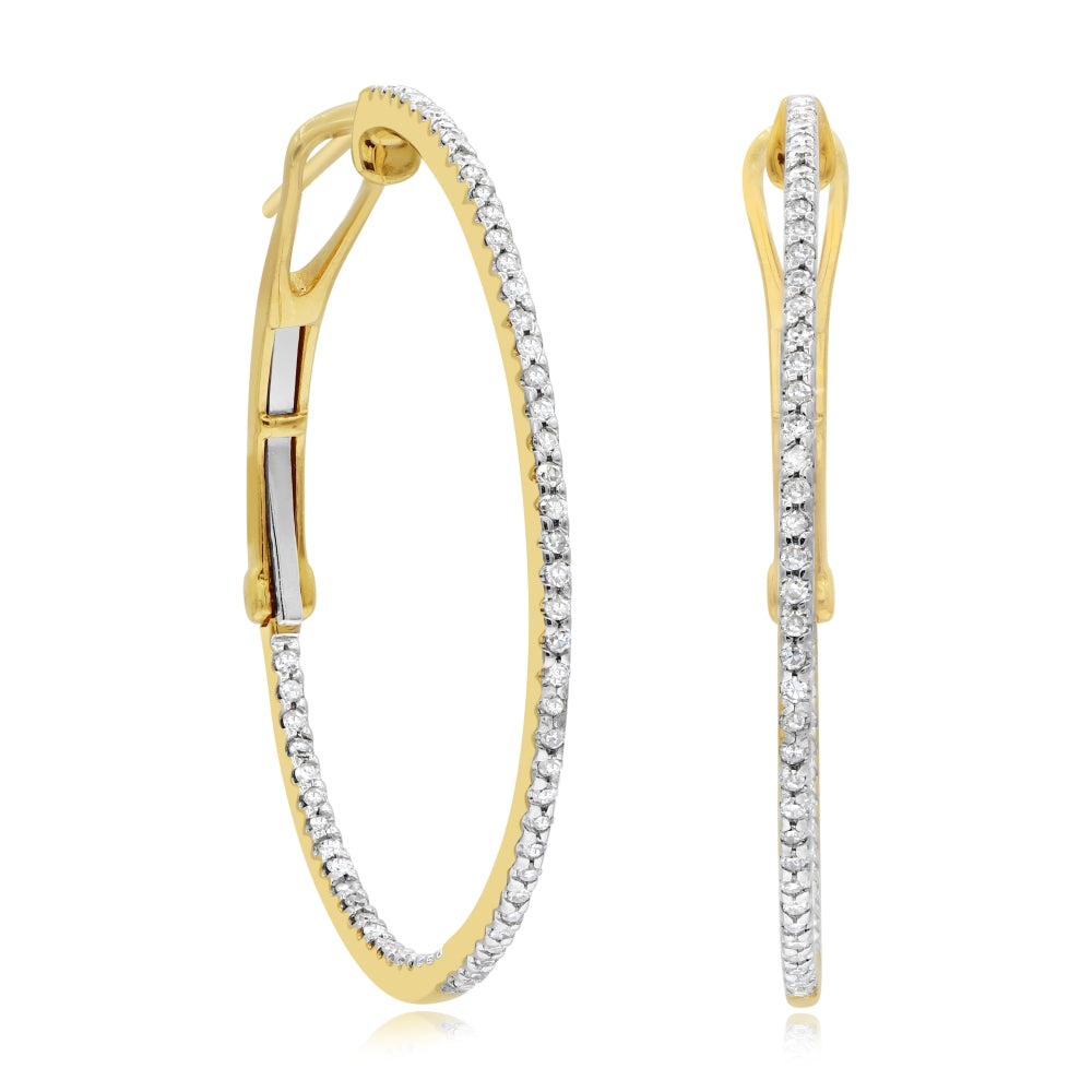 0.76 ct. Diamond 14K Yellow Gold Hoop Earrings