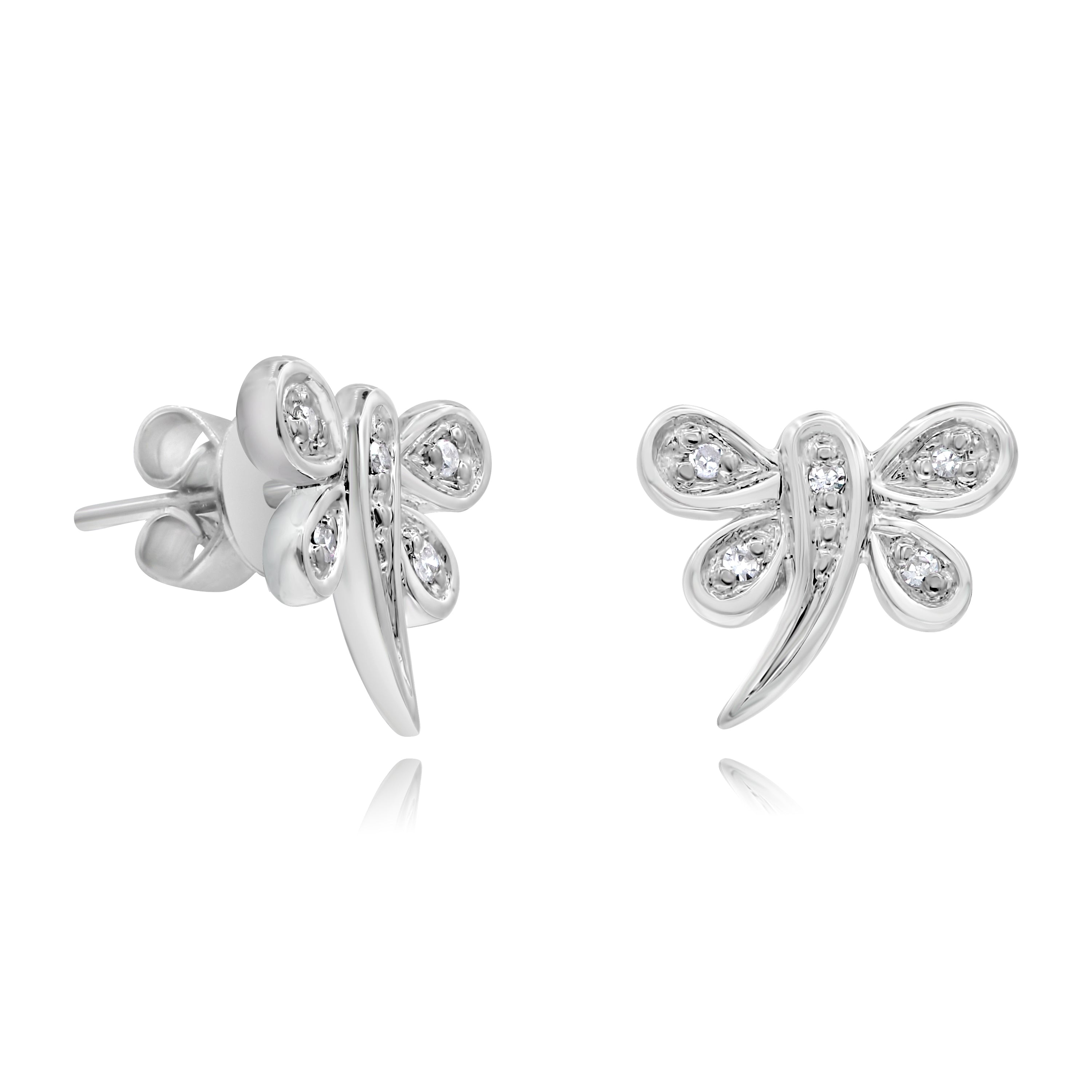 0.03 ct. Diamond 14K White Gold Butterfly Stud Earrings