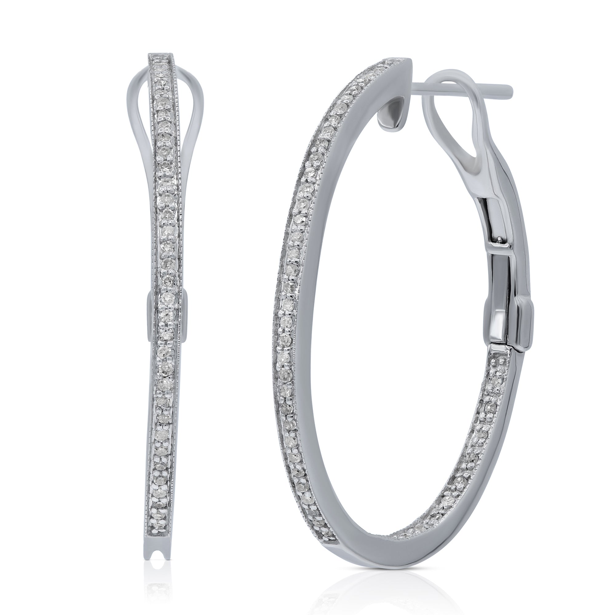 0.26 ct. Diamond 14K White Gold Hoop Earrings