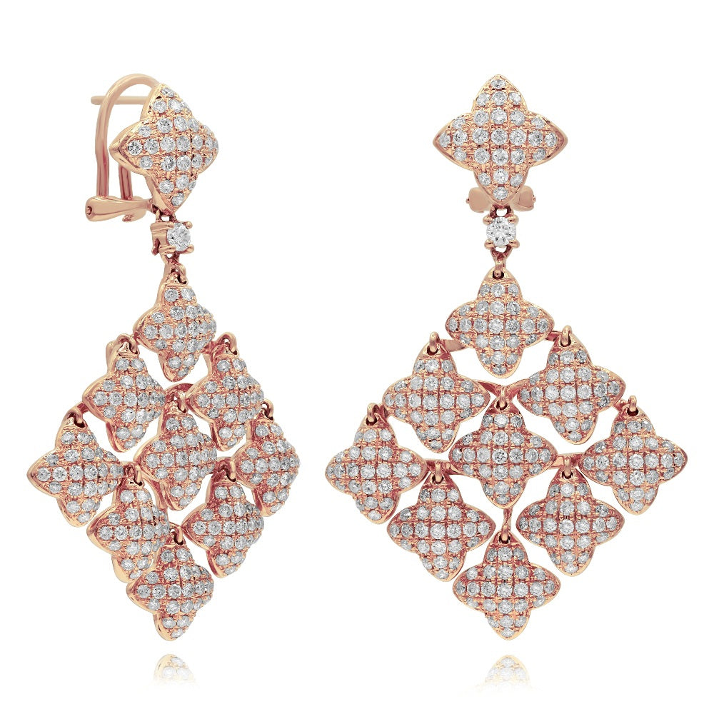 5 ct. Diamond 14K Rose Gold Blossom Drop Earrings