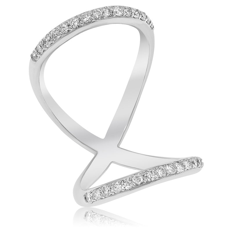 0.67 ct. Diamond 18K White Gold Pave Negative Space Wide Double Band Ring